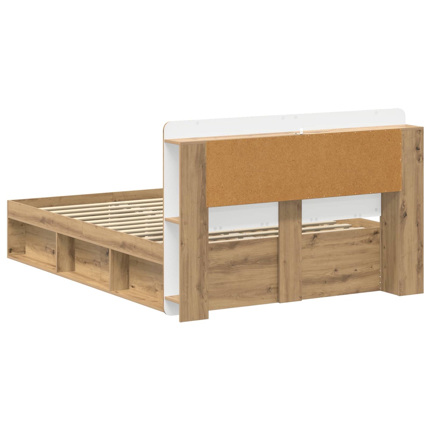 Bed Frame with Storage Artisan Oak 135 x 190 cm Engineered Wood