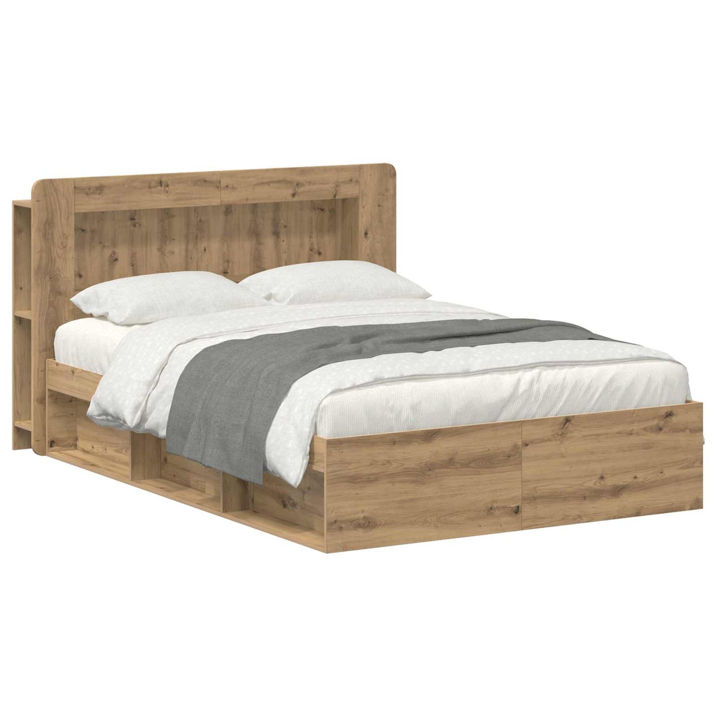 Bed Frame with Storage Artisan Oak 140 x 190 cm Engineered Wood