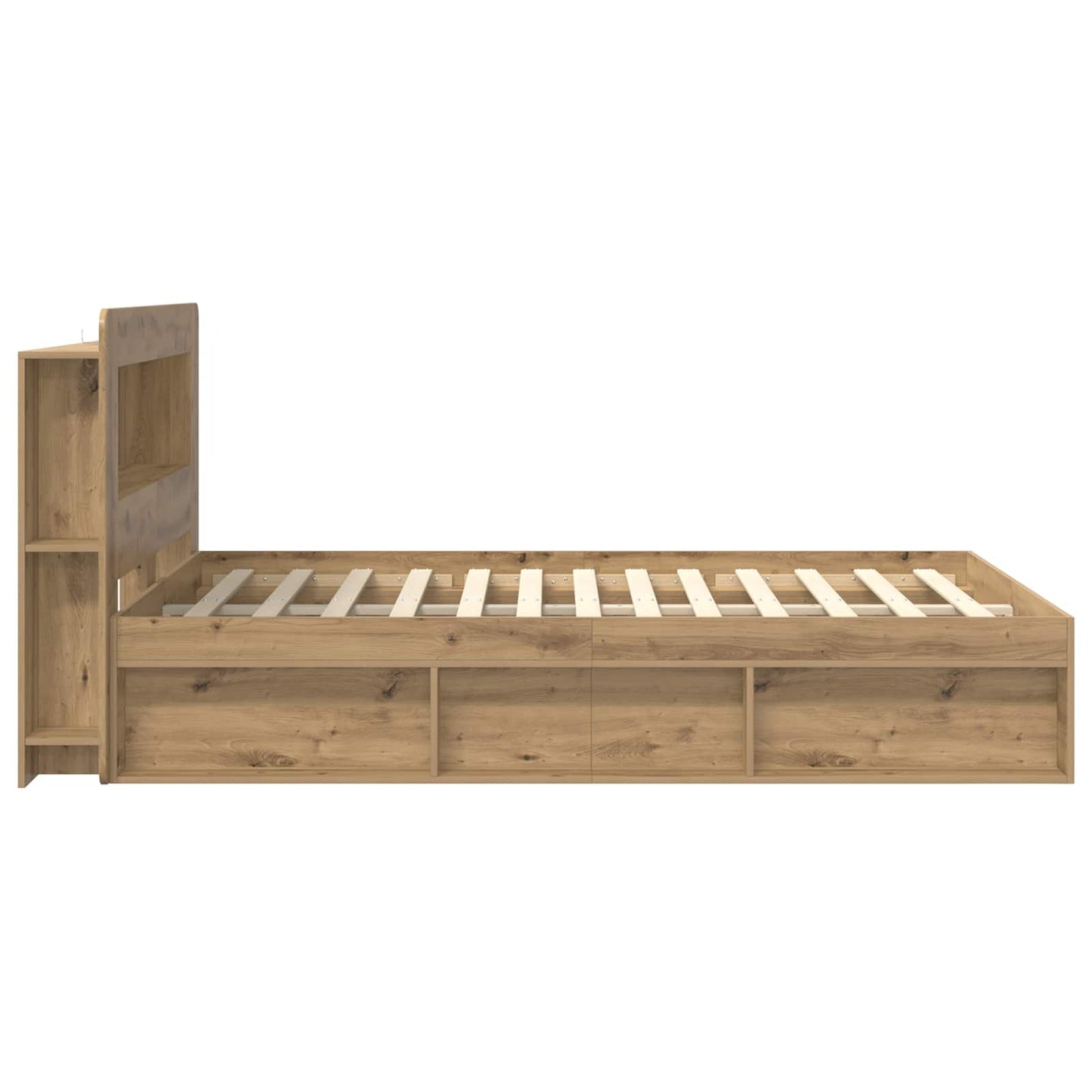 Bed Frame with Storage Artisan Oak 140 x 190 cm Engineered Wood