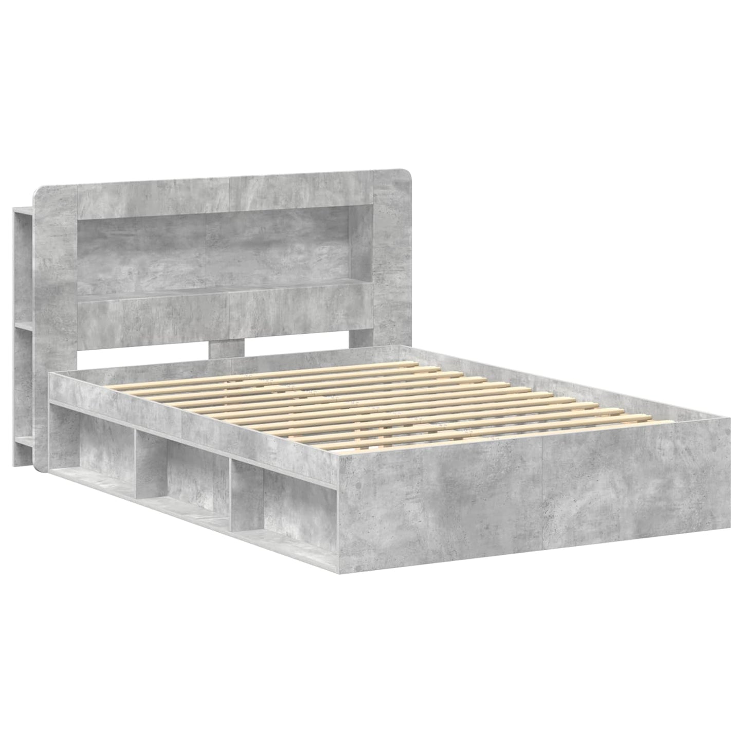 Bed Frame with Storage Concrete Grey 140 x 190 cm