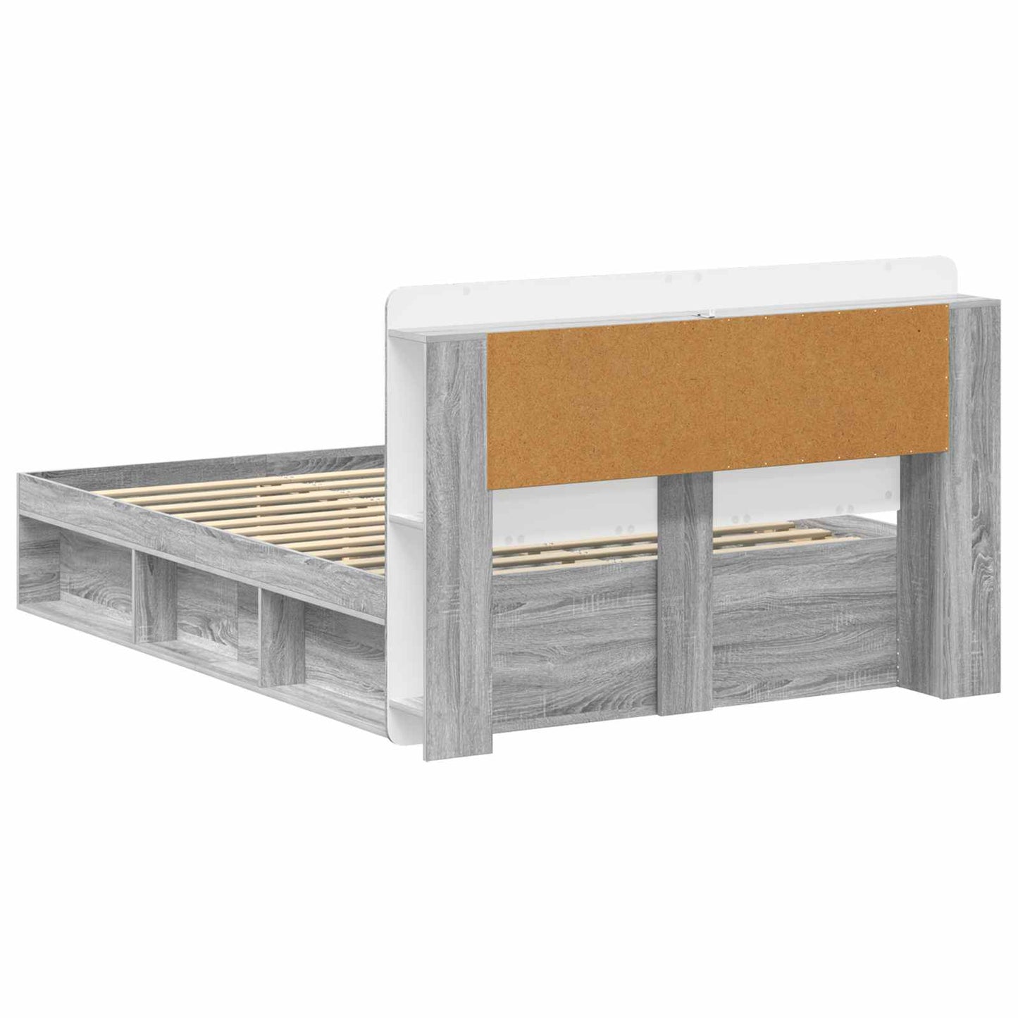 Bed Frame with Storage Grey Sonoma 140 x 190 cm Engineered Wood