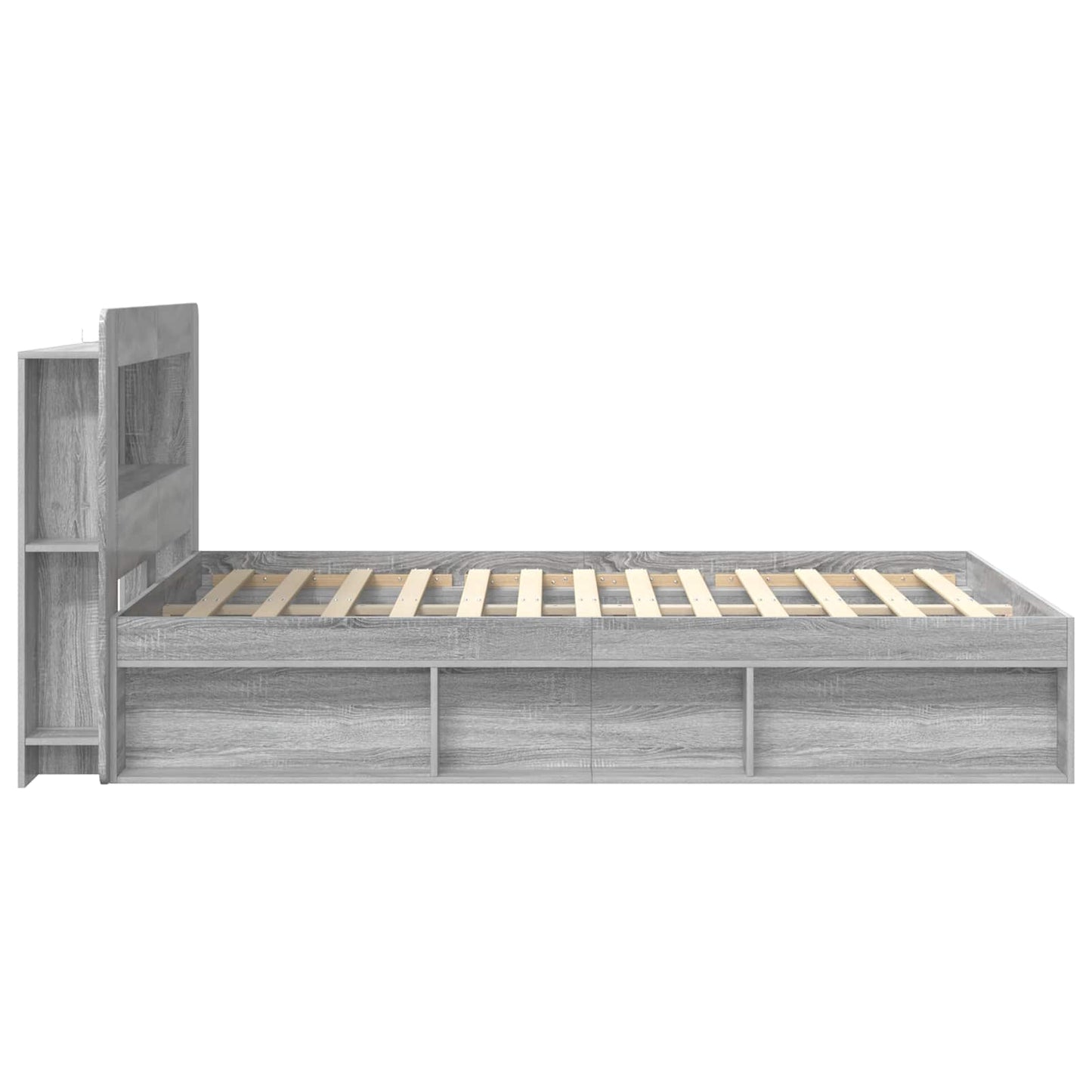 Bed Frame with Storage Grey Sonoma 140 x 190 cm Engineered Wood