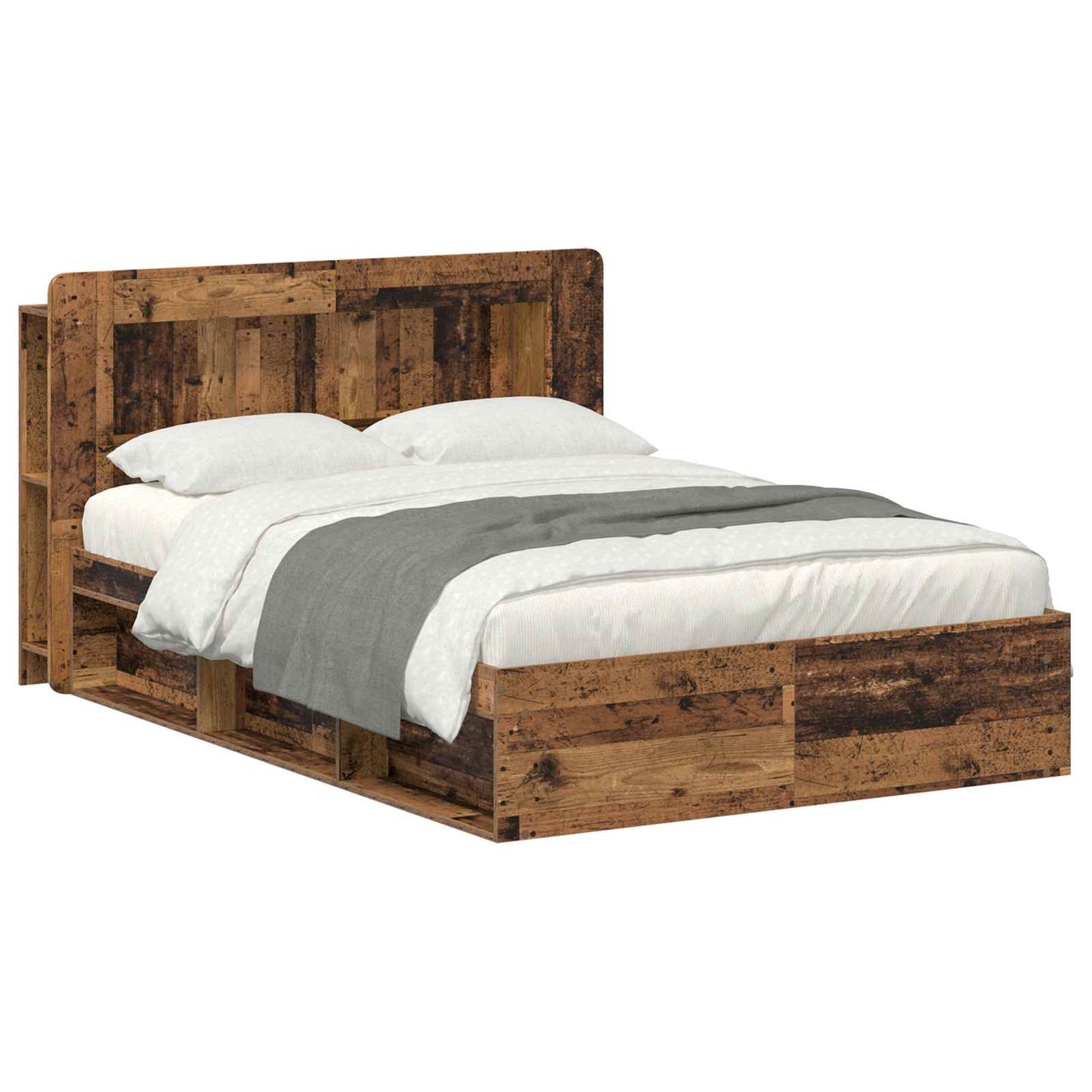 Bed Frame with Storage Old Wood 140 x 190 cm Engineered Wood