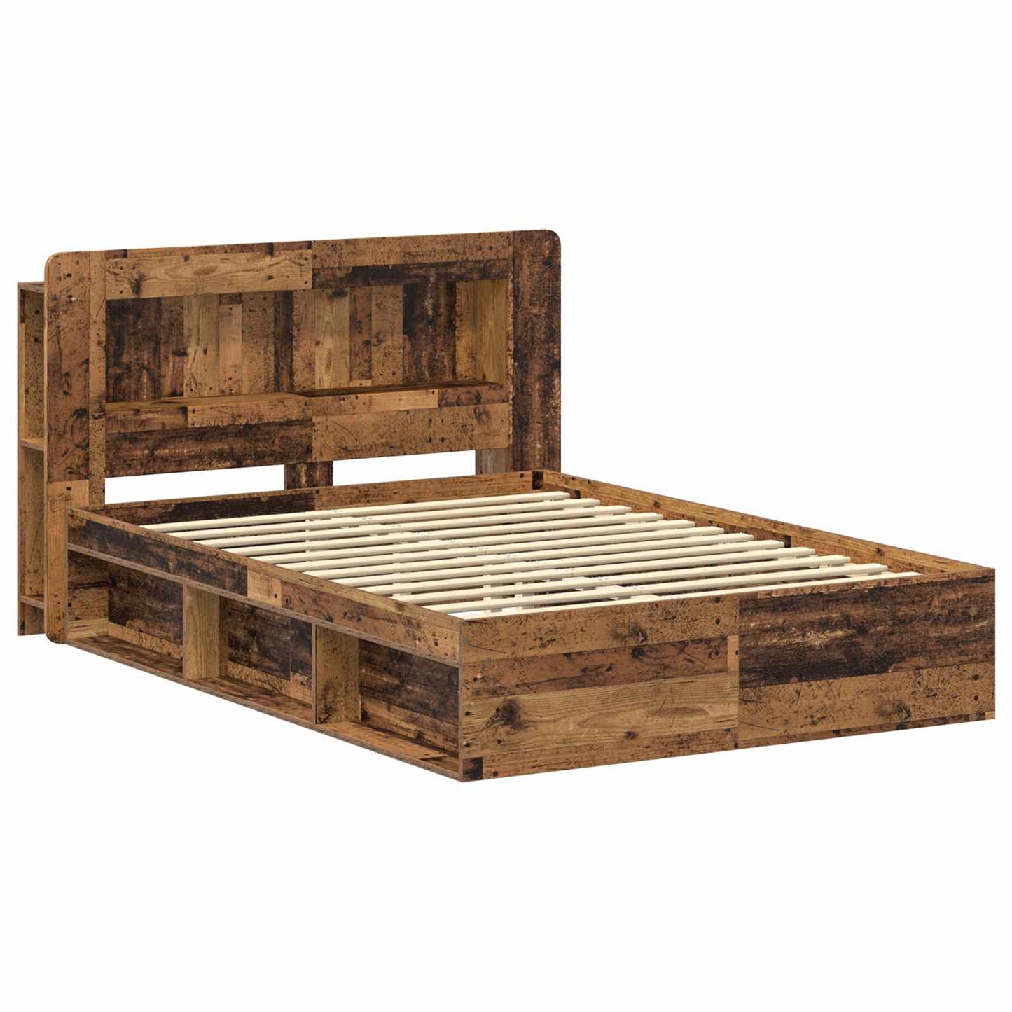 Bed Frame with Storage Old Wood 140 x 190 cm Engineered Wood