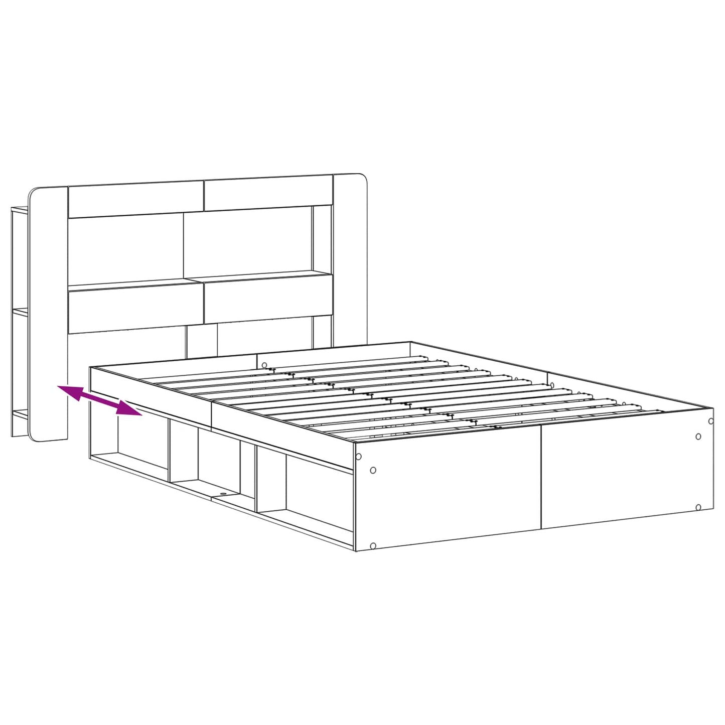 Bed Frame with Storage Old Wood 140 x 190 cm Engineered Wood