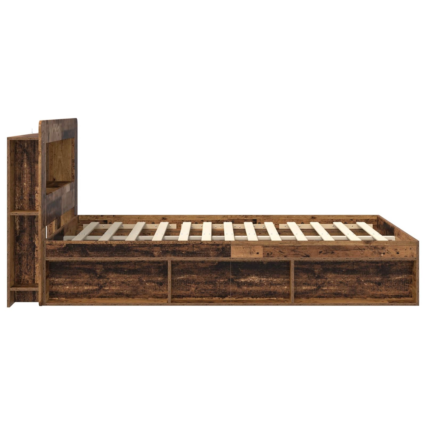Bed Frame with Storage Old Wood 140 x 190 cm Engineered Wood