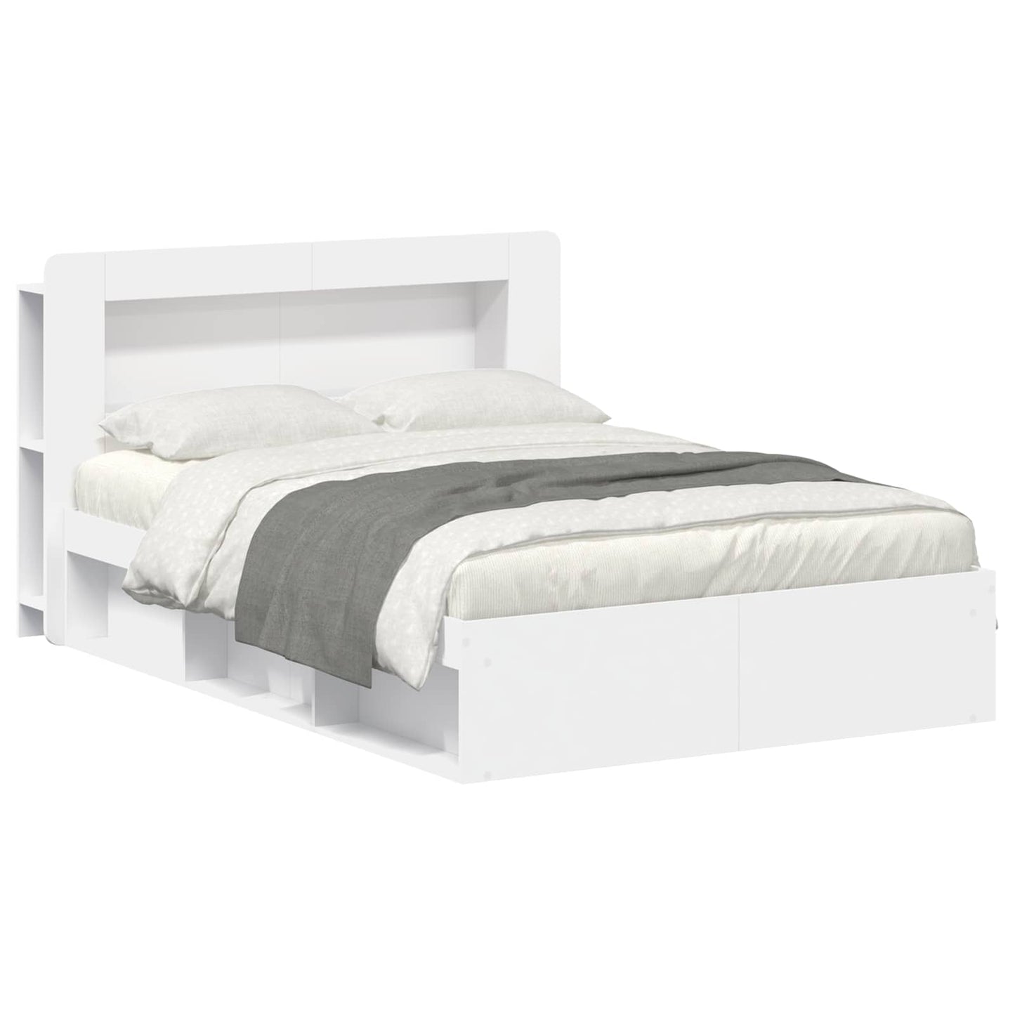 Bed Frame with Storage White 140 x 200 cm Engineered Wood