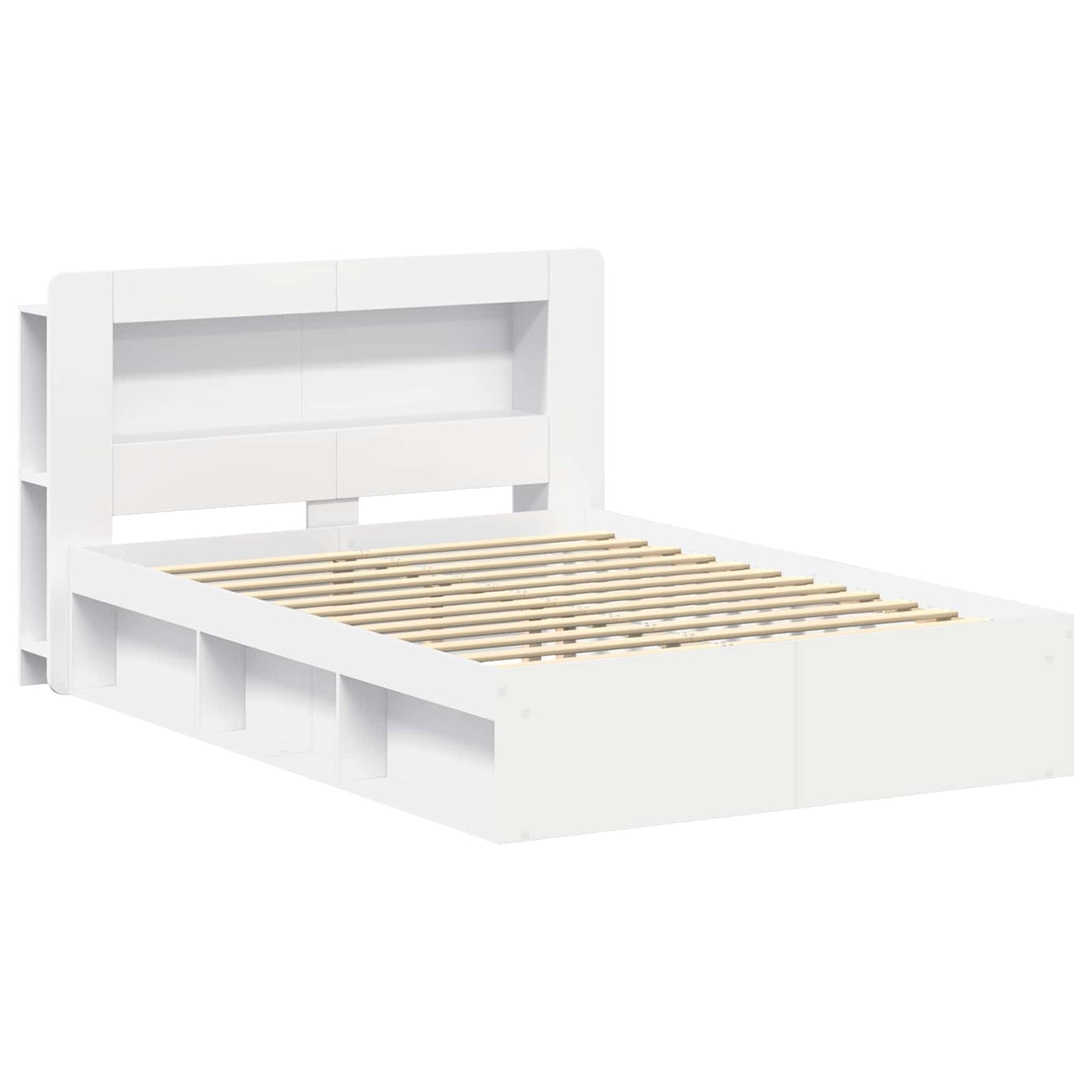 Bed Frame with Storage White 140 x 200 cm Engineered Wood