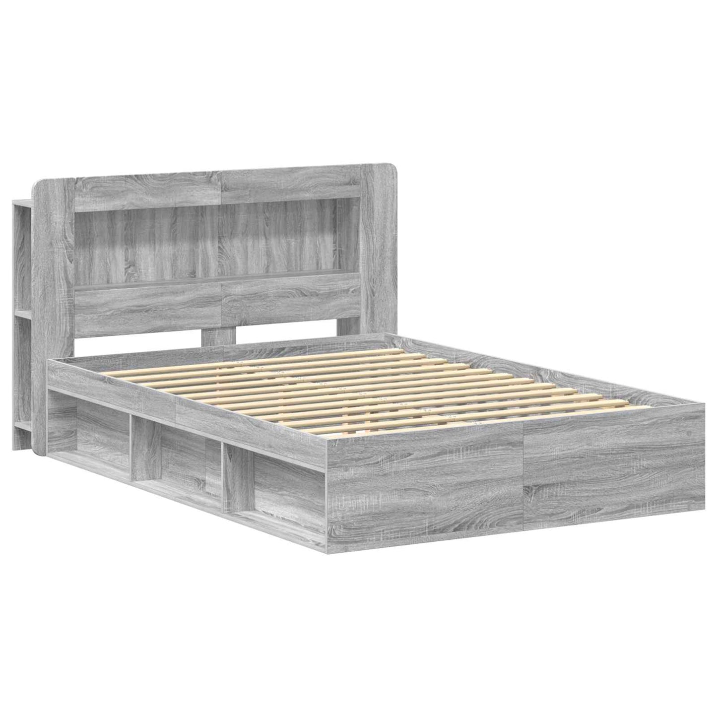Bed Frame with Storage Grey Sonoma 160 x 200 cm Engineered Wood