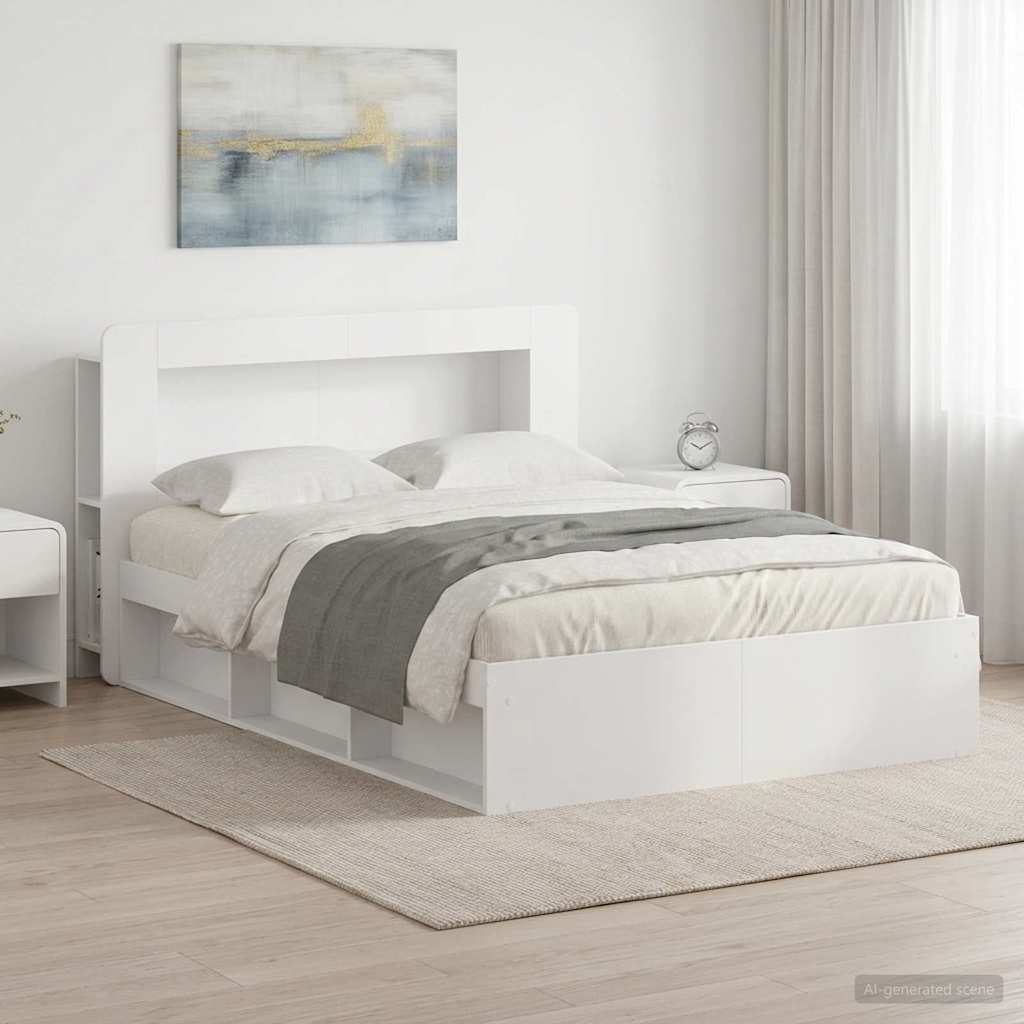 Bed Frame with Storage White 160 x 200 cm Engineered Wood
