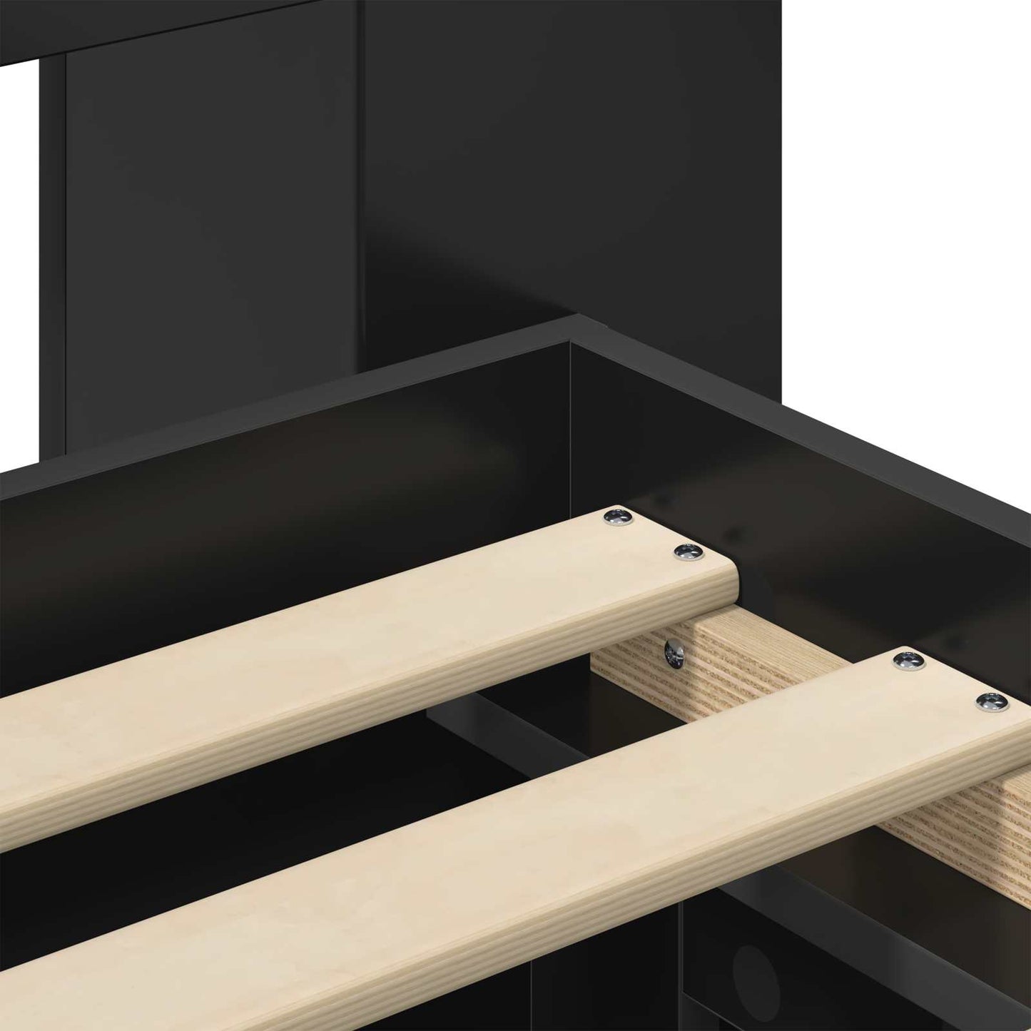 Bed Frame with Storage Black 75 x 190 cm Engineered Wood