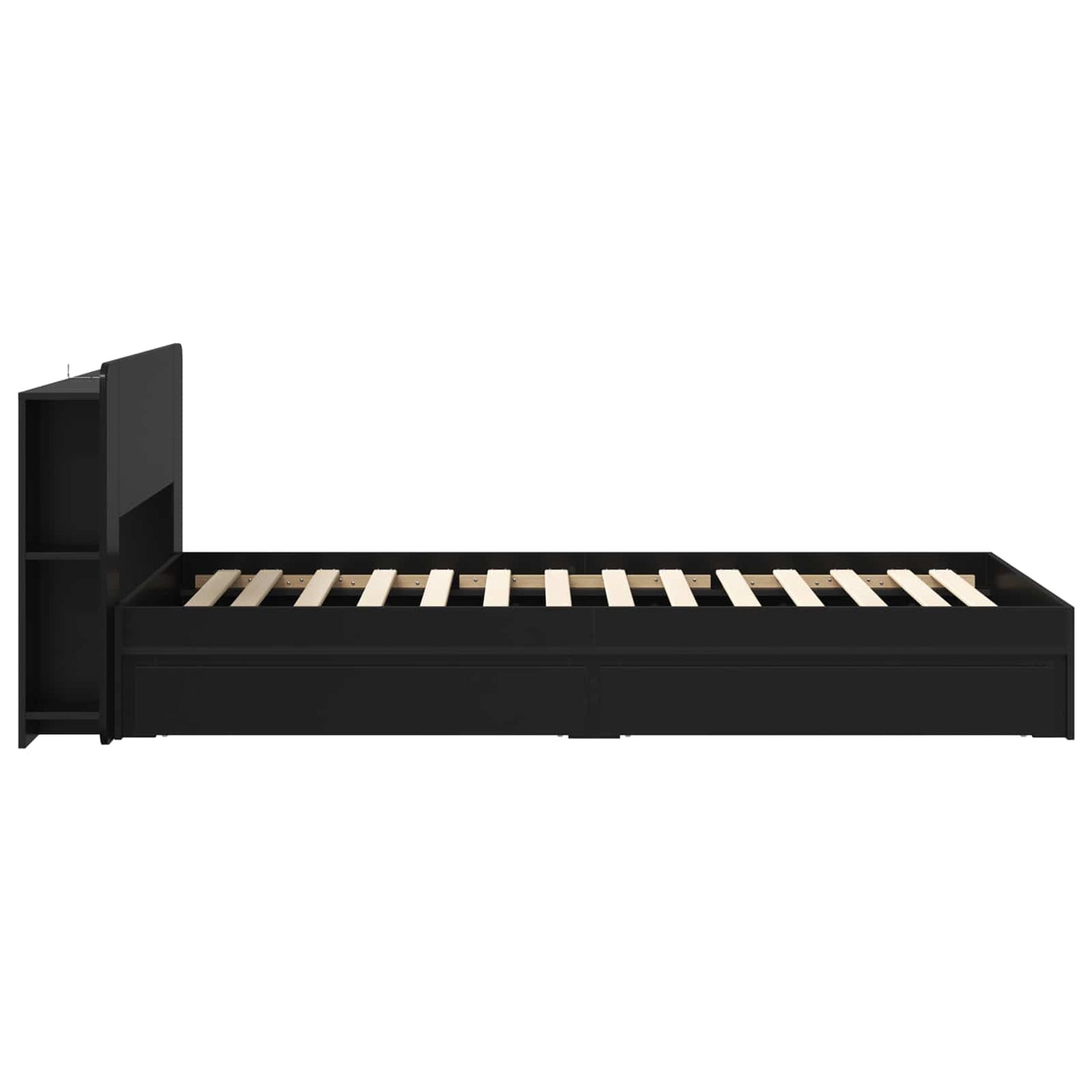 Bed Frame with Storage Black 75 x 190 cm Engineered Wood