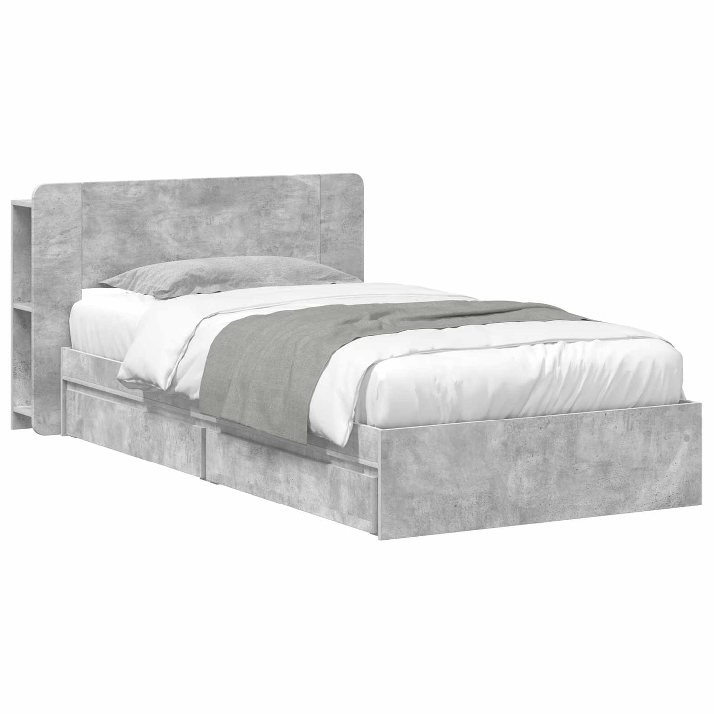 Bed Frame with Storage with Drawer Concrete Grey 75 x 190 cm