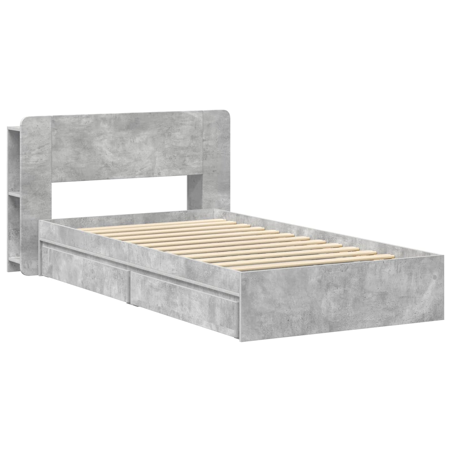 Bed Frame with Storage with Drawer Concrete Grey 75 x 190 cm
