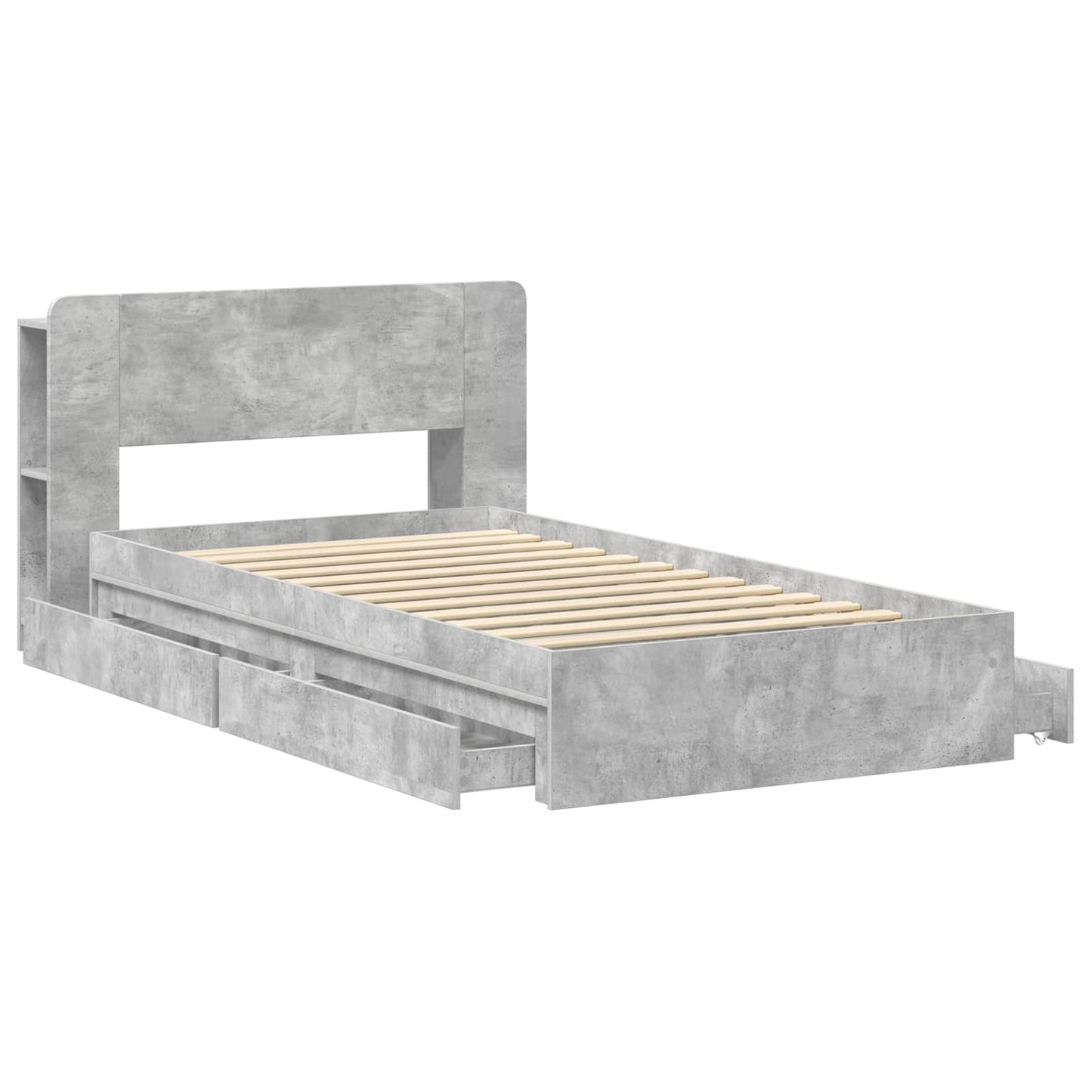Bed Frame with Storage with Drawer Concrete Grey 75 x 190 cm