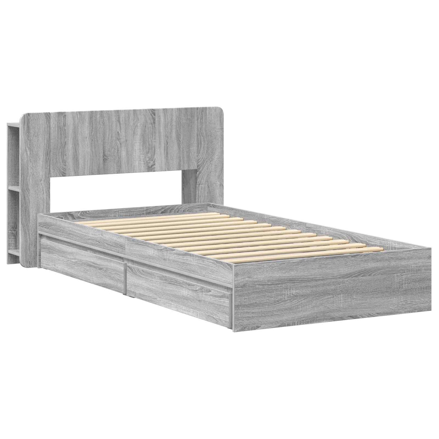 Bed Frame with Storage Grey Sonoma 75 x 190 cm Engineered Wood