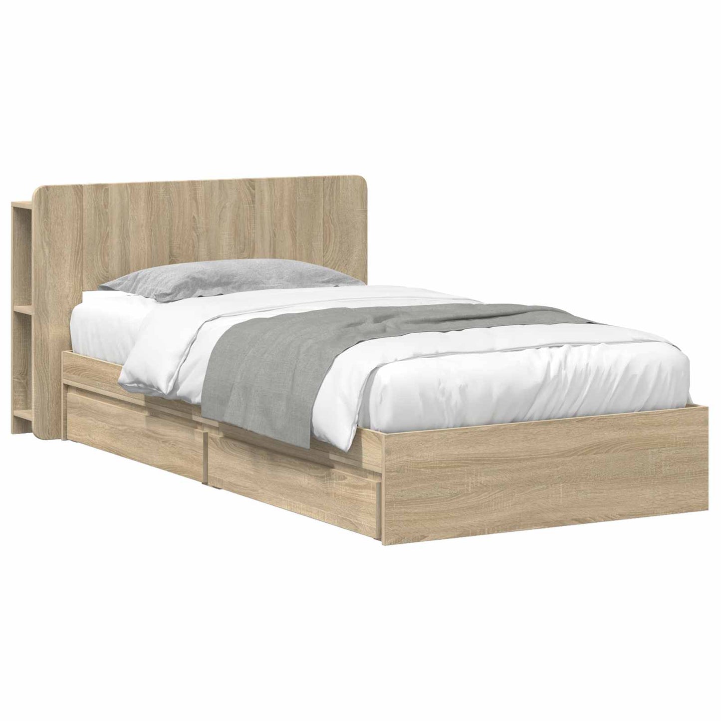 Bed Frame with Storage Sonoma Oak 75 x 190 cm Engineered Wood