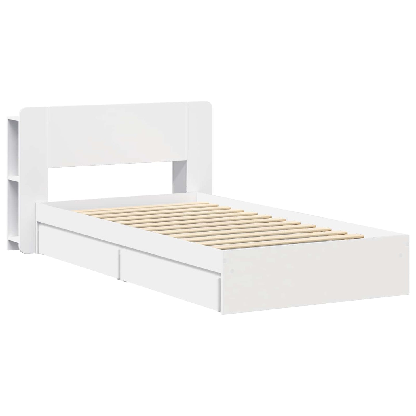 Bed Frame with Storage White 75 x 190 cm Engineered Wood