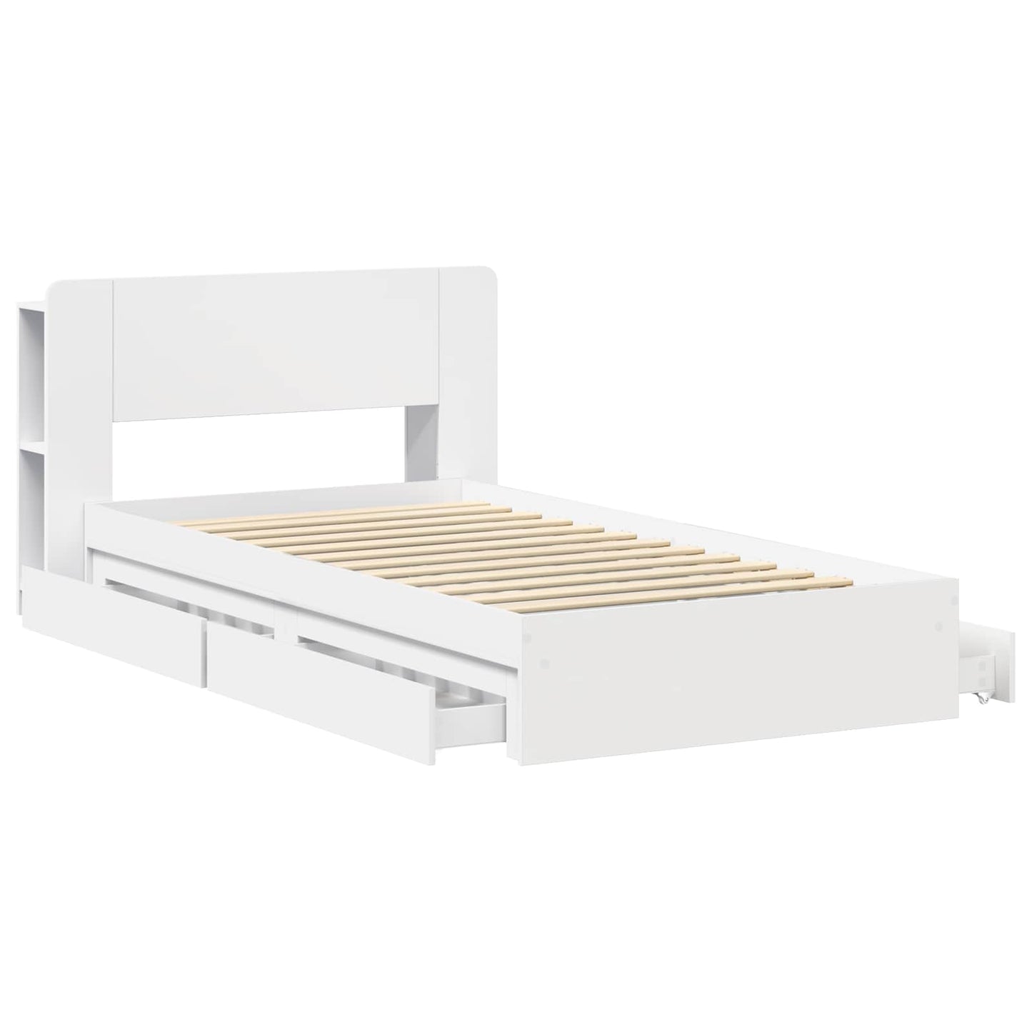 Bed Frame with Storage White 75 x 190 cm Engineered Wood