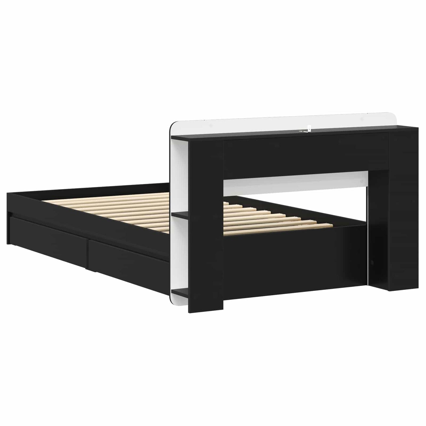 Bed Frame with Storage Black 90 x 190 cm Engineered Wood
