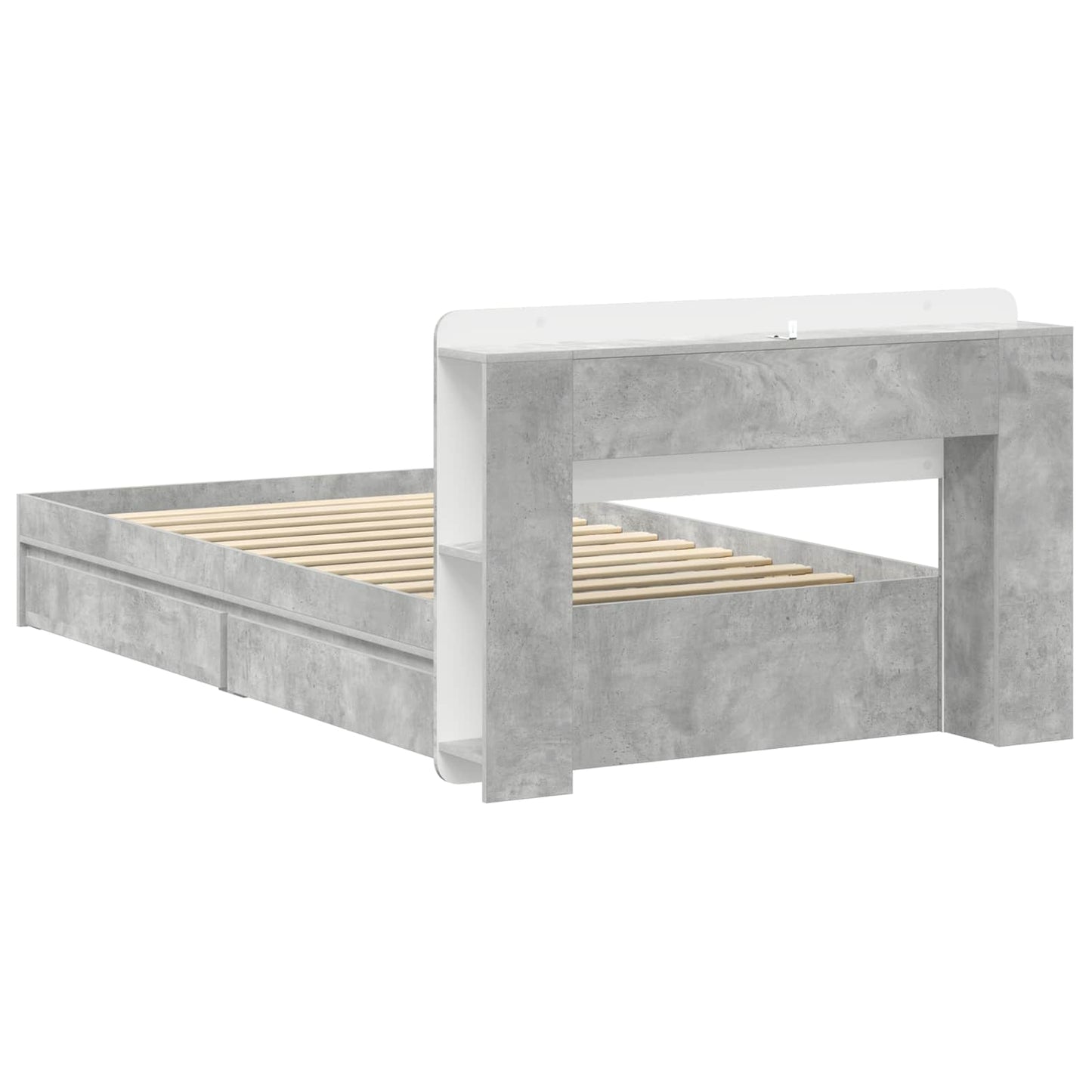 Bed Frame with Storage with Drawer Concrete Grey 90 x 190 cm
