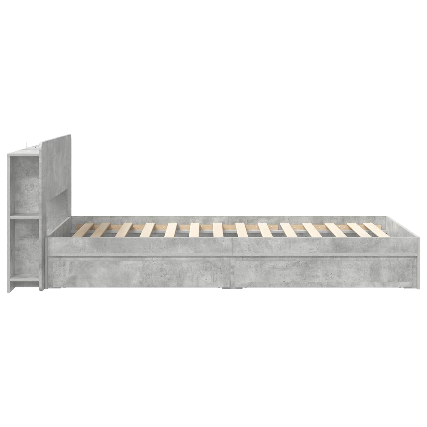 Bed Frame with Storage with Drawer Concrete Grey 90 x 190 cm
