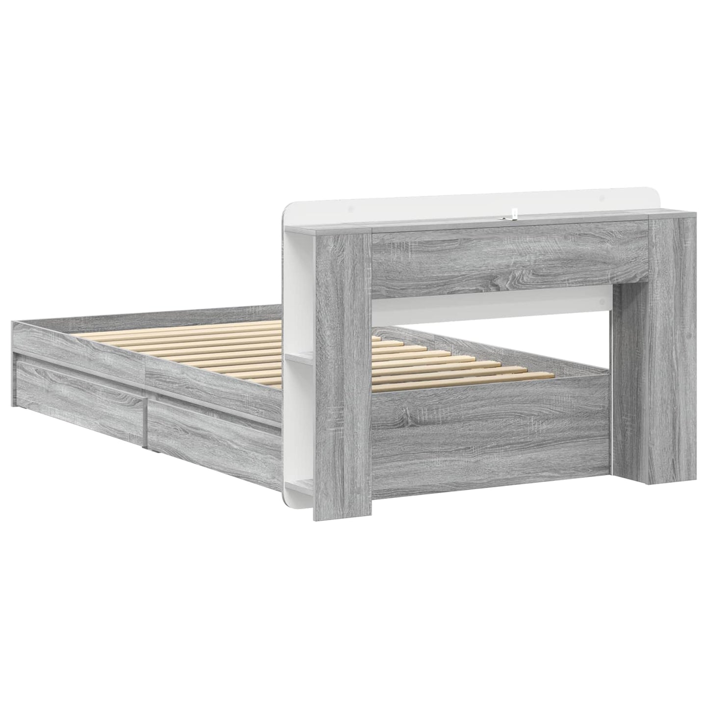 Bed Frame with Storage Grey Sonoma 90 x 190 cm Engineered Wood