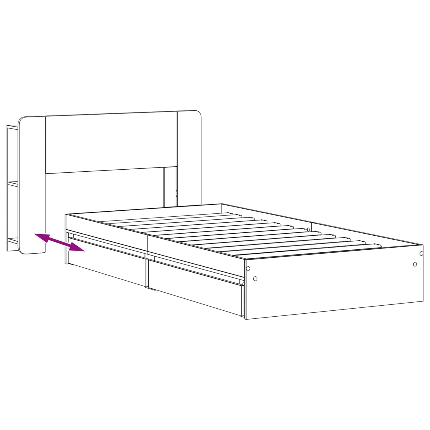 Bed Frame with Storage Grey Sonoma 100 x 200 cm Engineered Wood