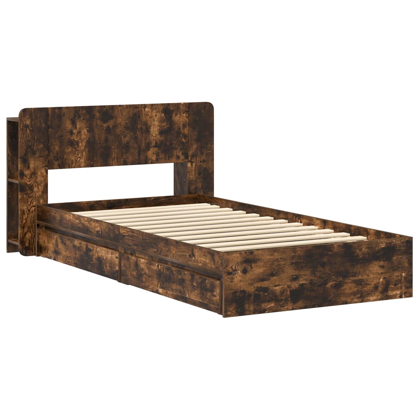 Bed Frame with Storage Smoked Oak 100 x 200 cm Engineered Wood