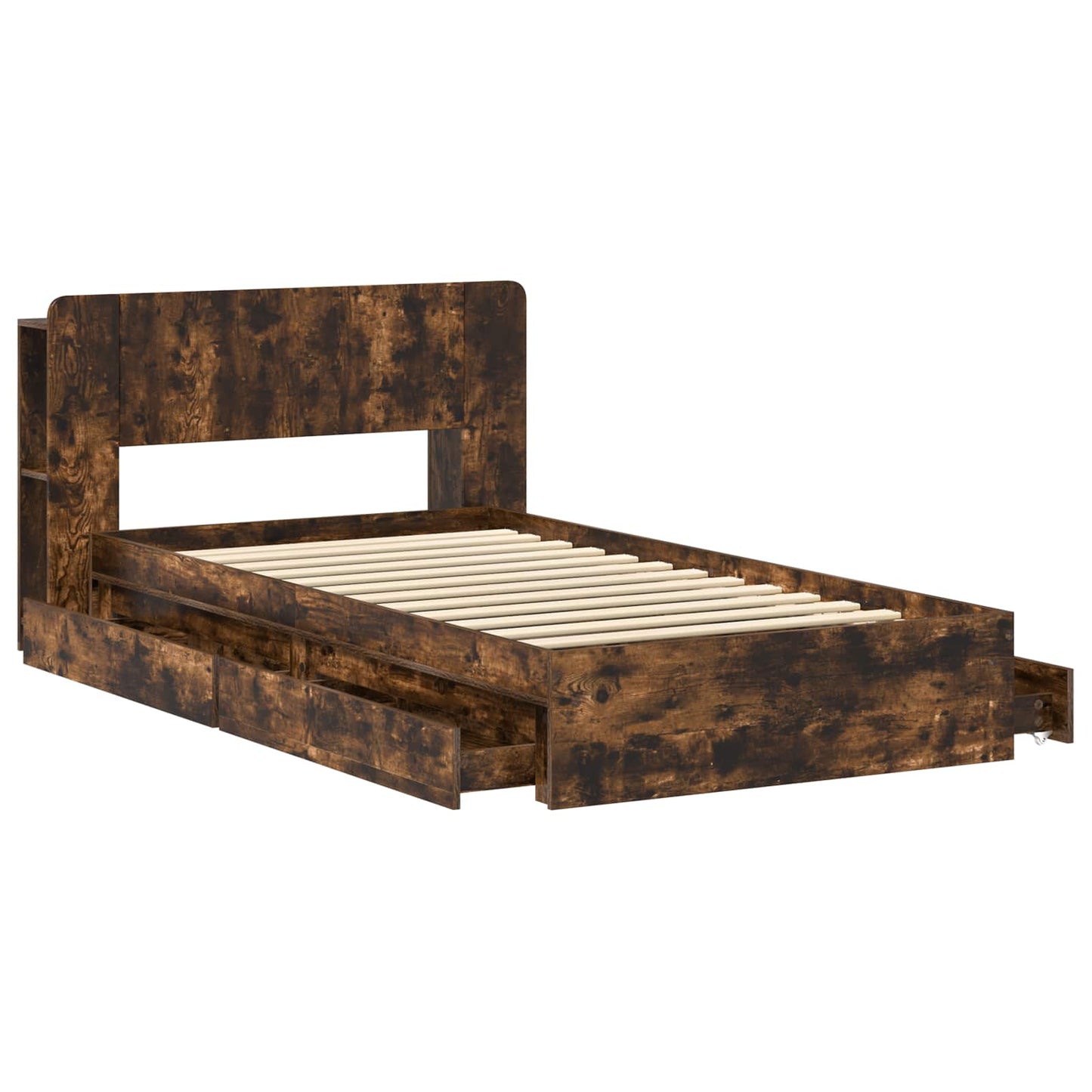Bed Frame with Storage Smoked Oak 100 x 200 cm Engineered Wood
