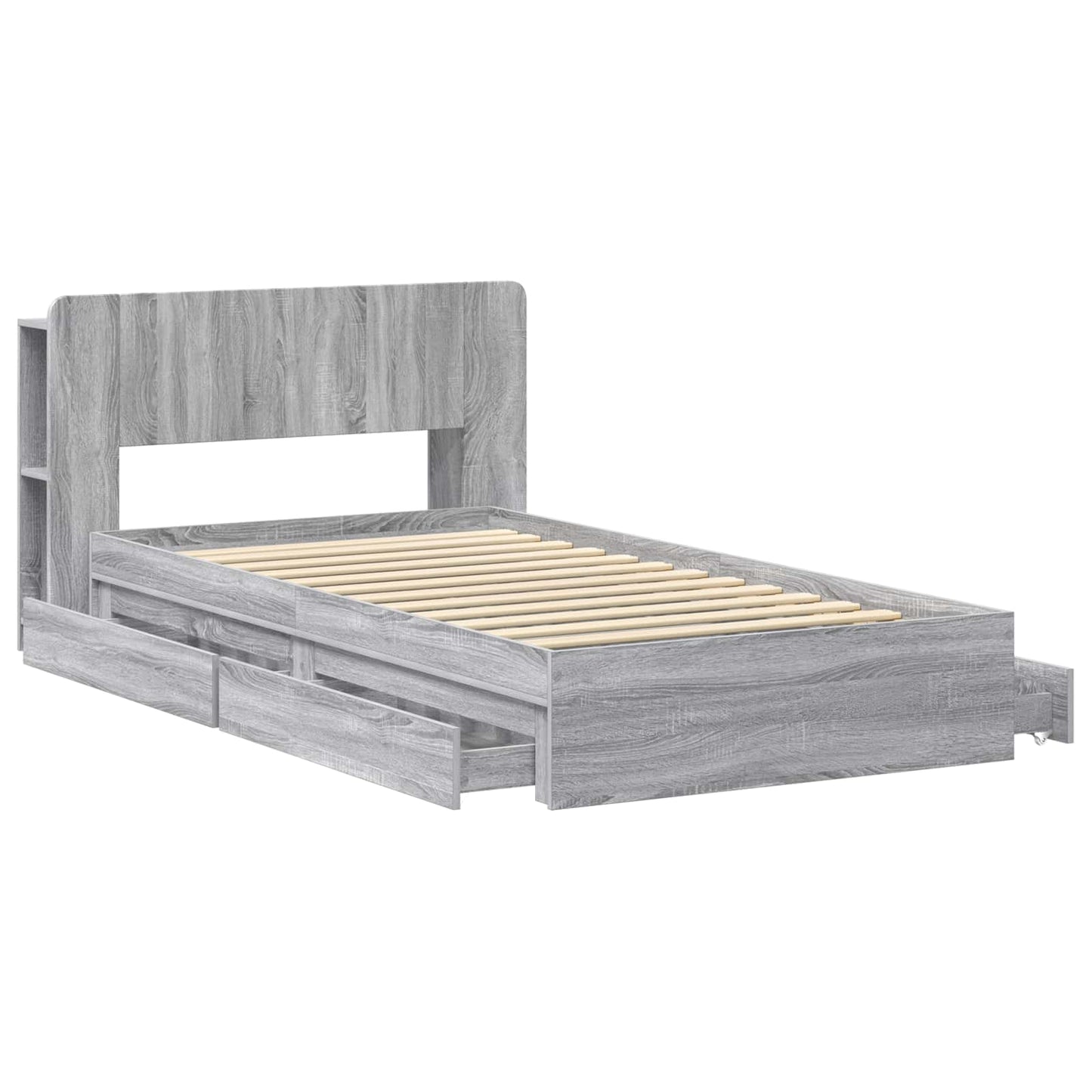 Bed Frame with Storage Grey Sonoma 90 x 200 cm Engineered Wood