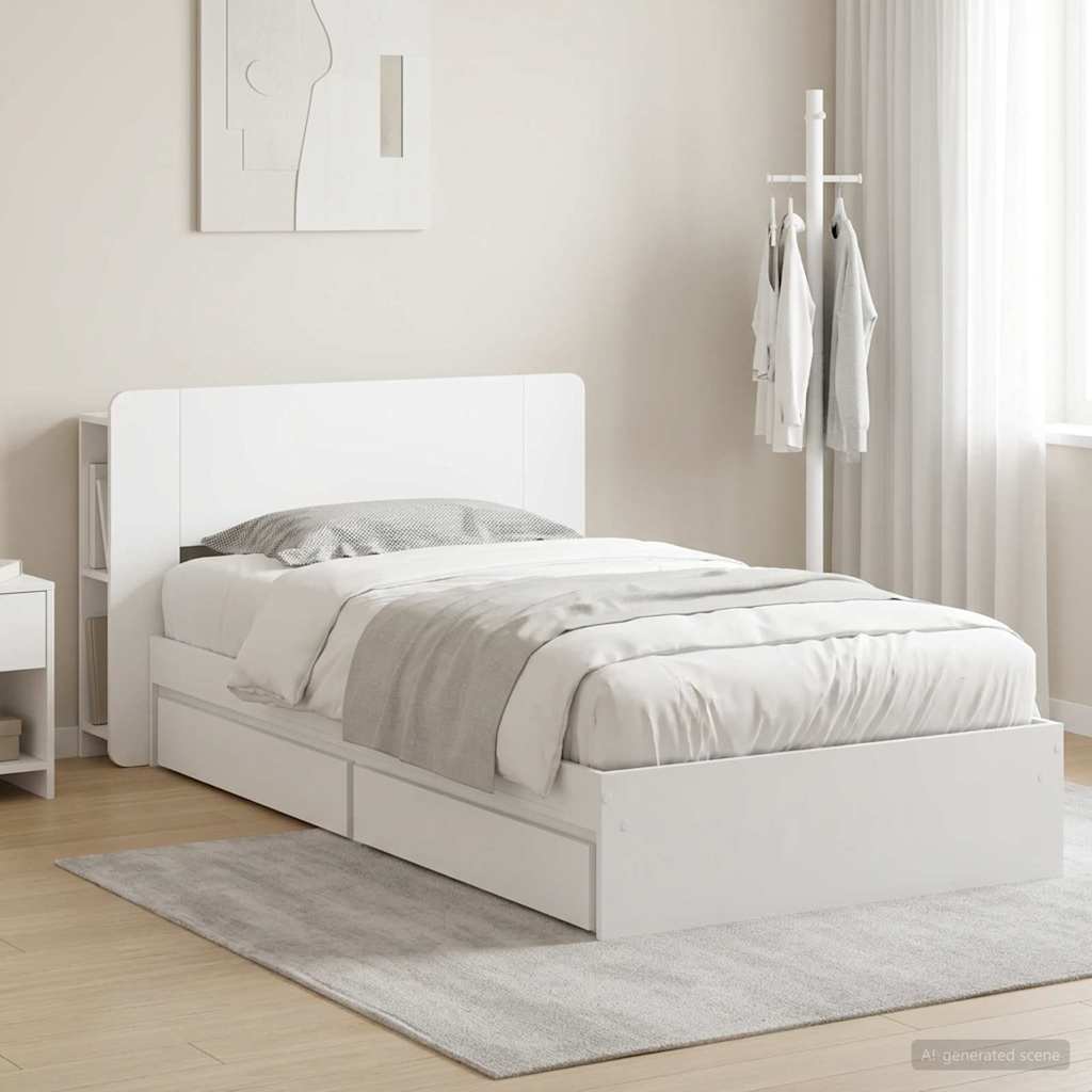 Bed Frame with Storage White 90 x 200 cm Engineered Wood