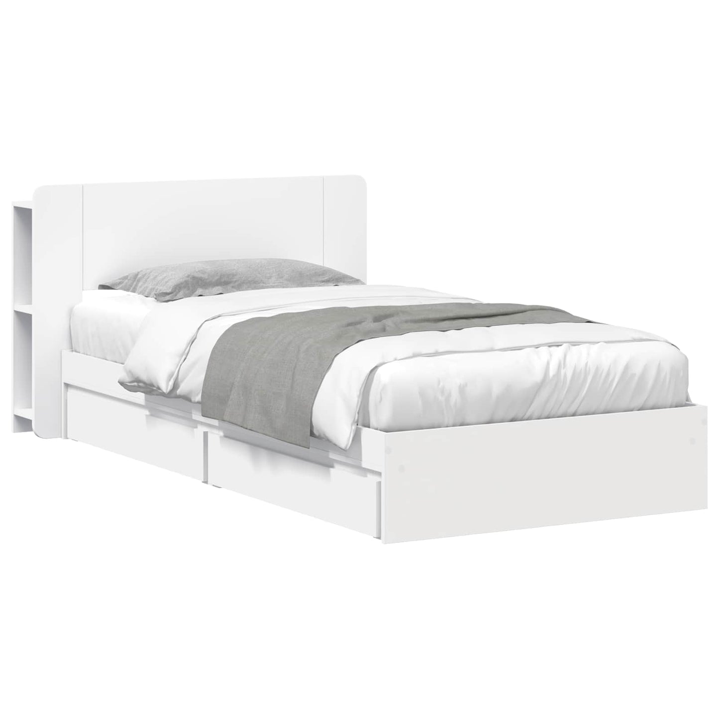 Bed Frame with Storage White 90 x 200 cm Engineered Wood