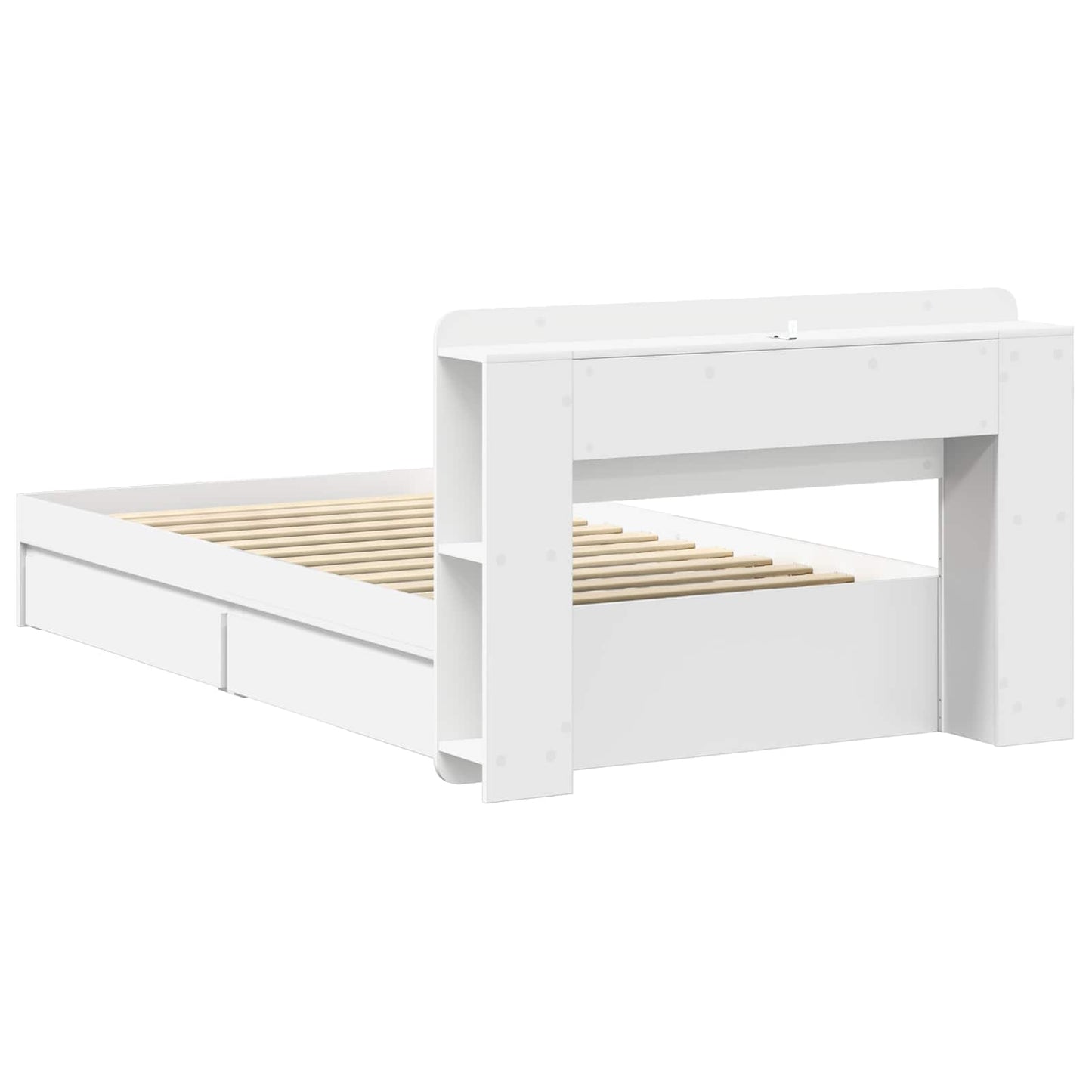 Bed Frame with Storage White 90 x 200 cm Engineered Wood