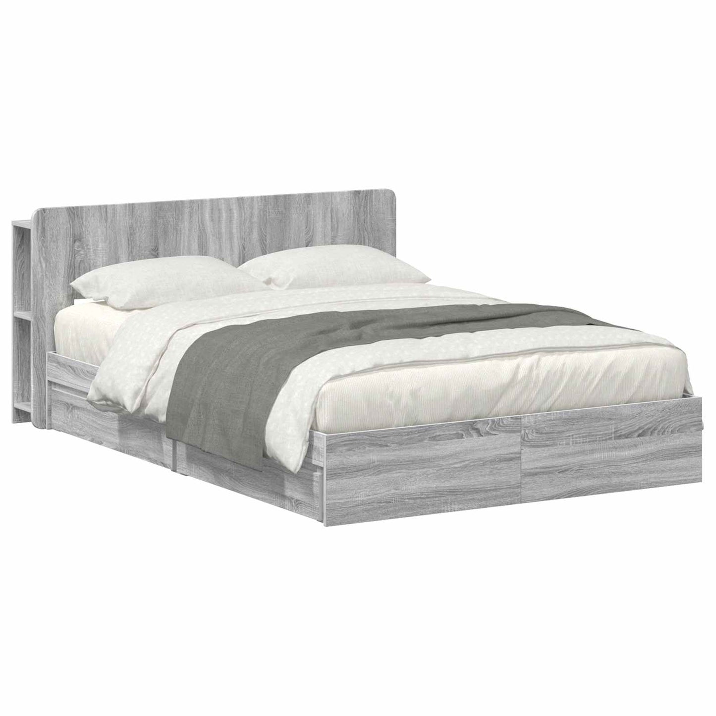 Bed Frame with Storage Grey Sonoma 140 x 200 cm Engineered Wood