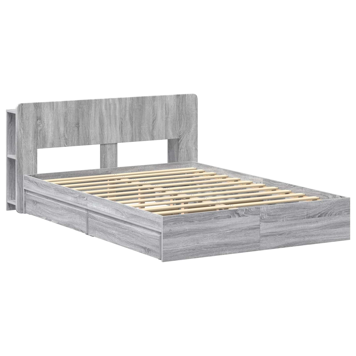 Bed Frame with Storage Grey Sonoma 140 x 200 cm Engineered Wood