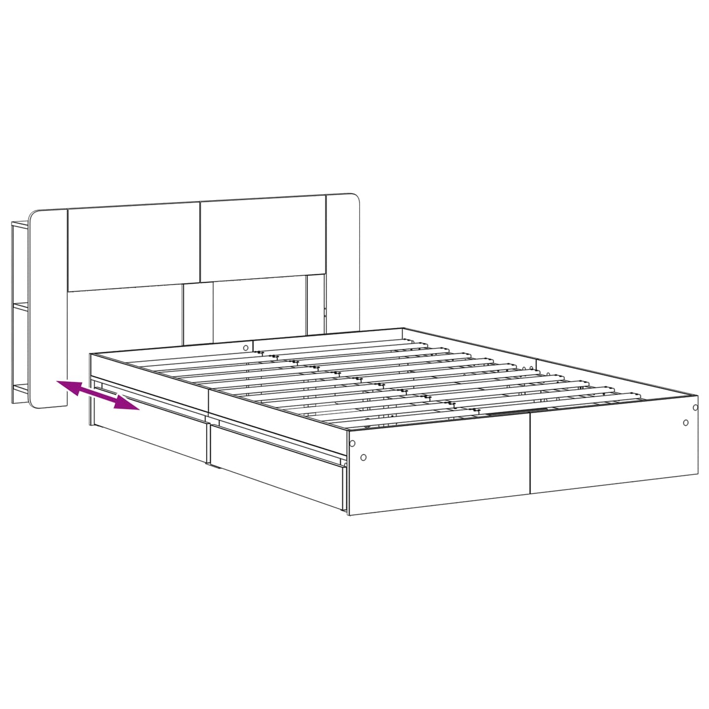 Bed Frame with Storage Grey Sonoma 140 x 200 cm Engineered Wood