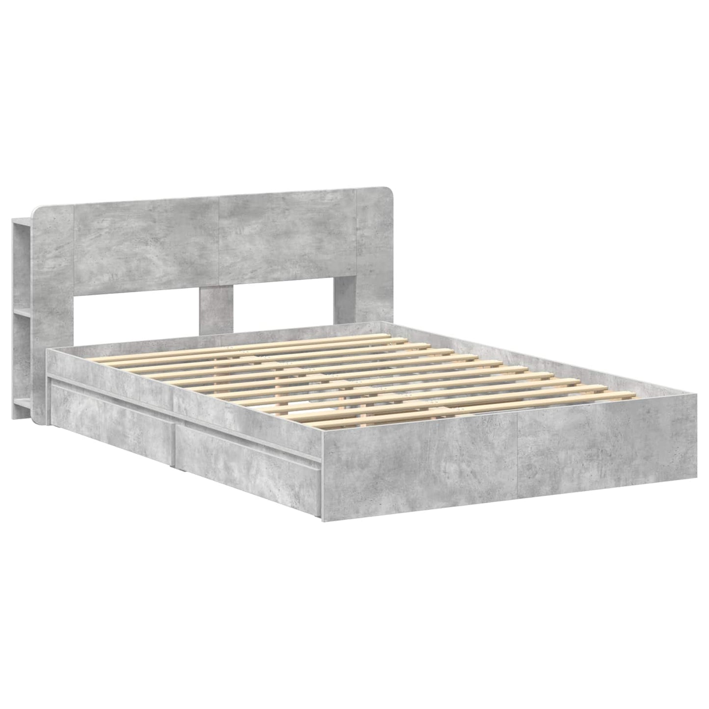 Bed Frame with Storage with Drawer Concrete Grey 150 x 200 cm