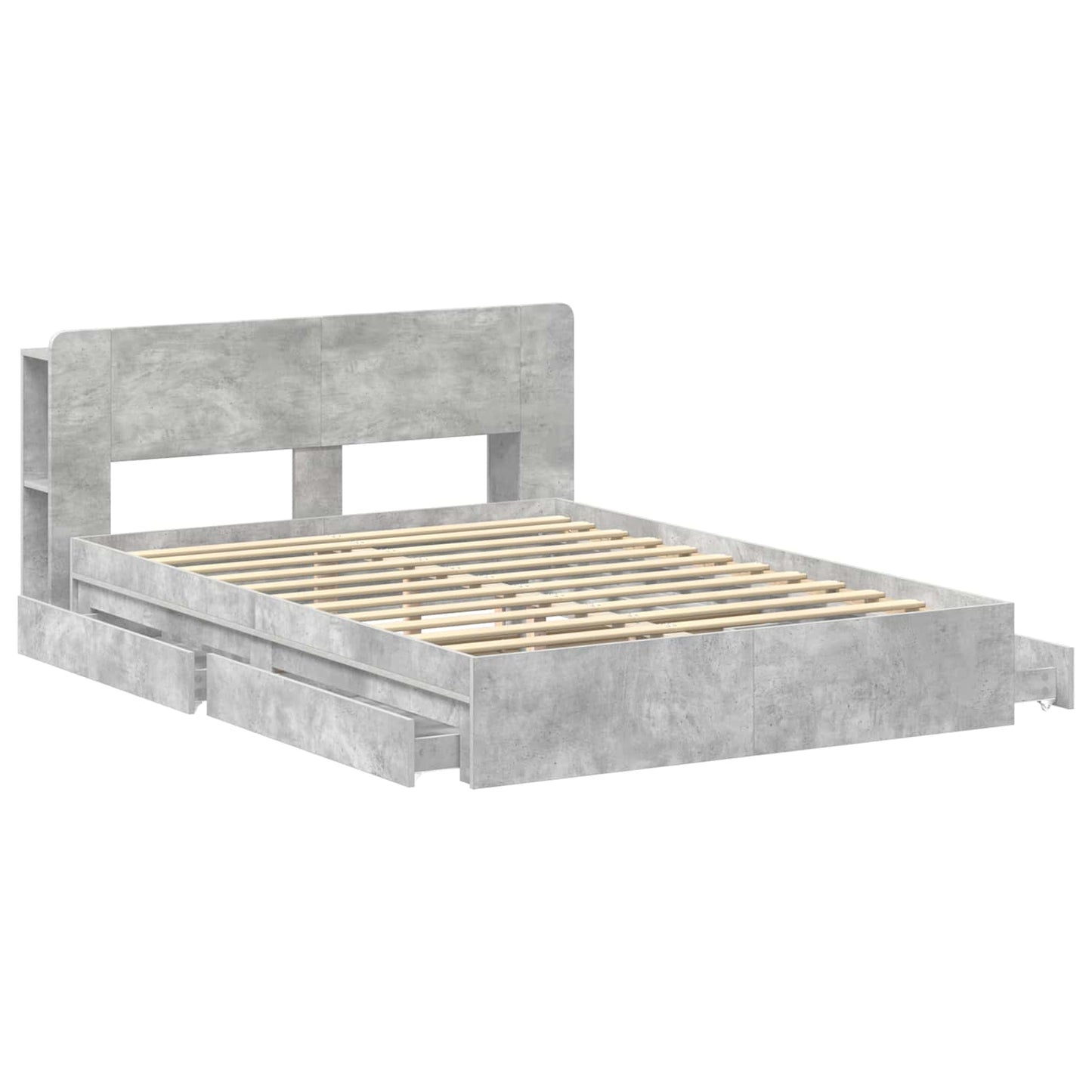 Bed Frame with Storage with Drawer Concrete Grey 150 x 200 cm