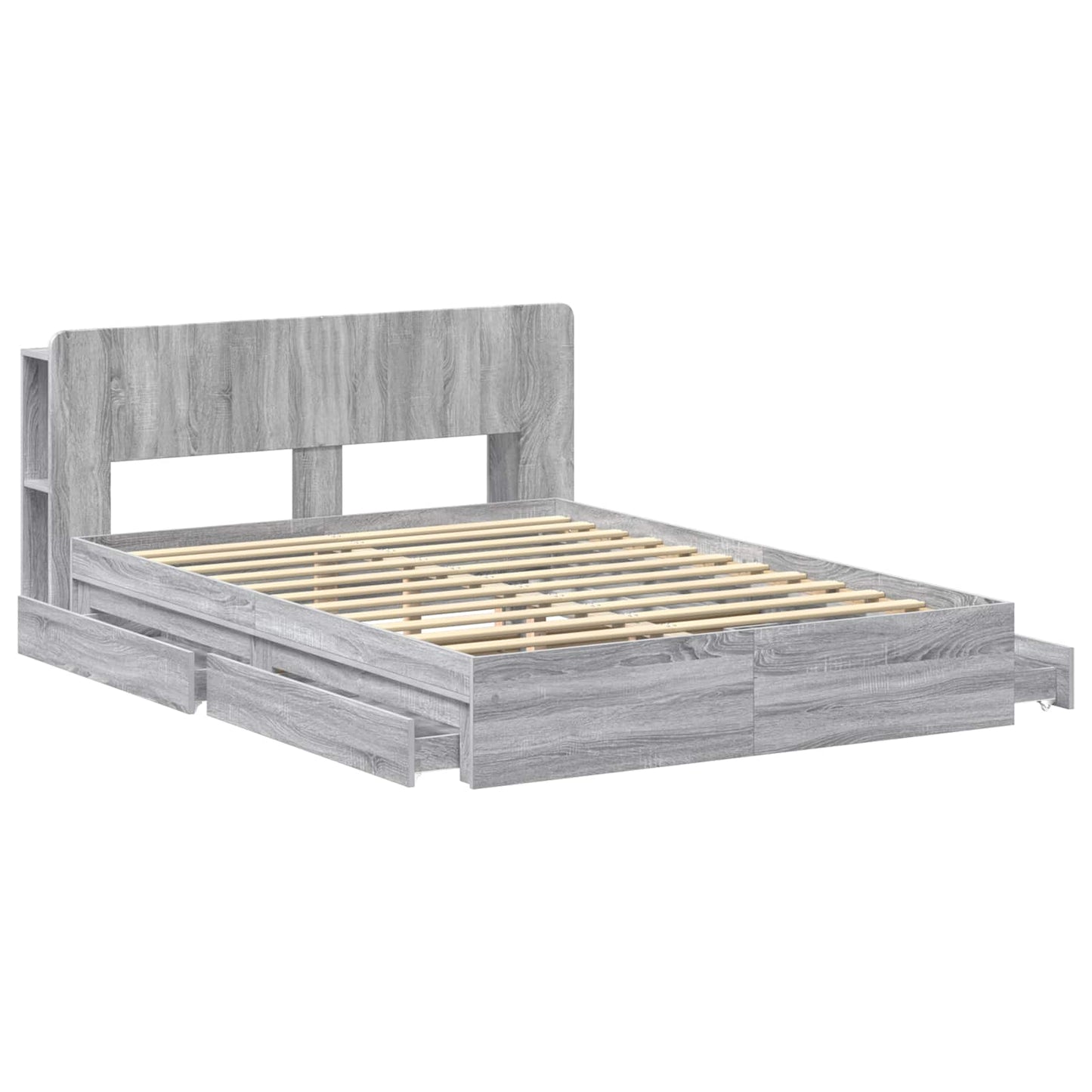 Bed Frame with Storage Grey Sonoma 150 x 200 cm Engineered Wood