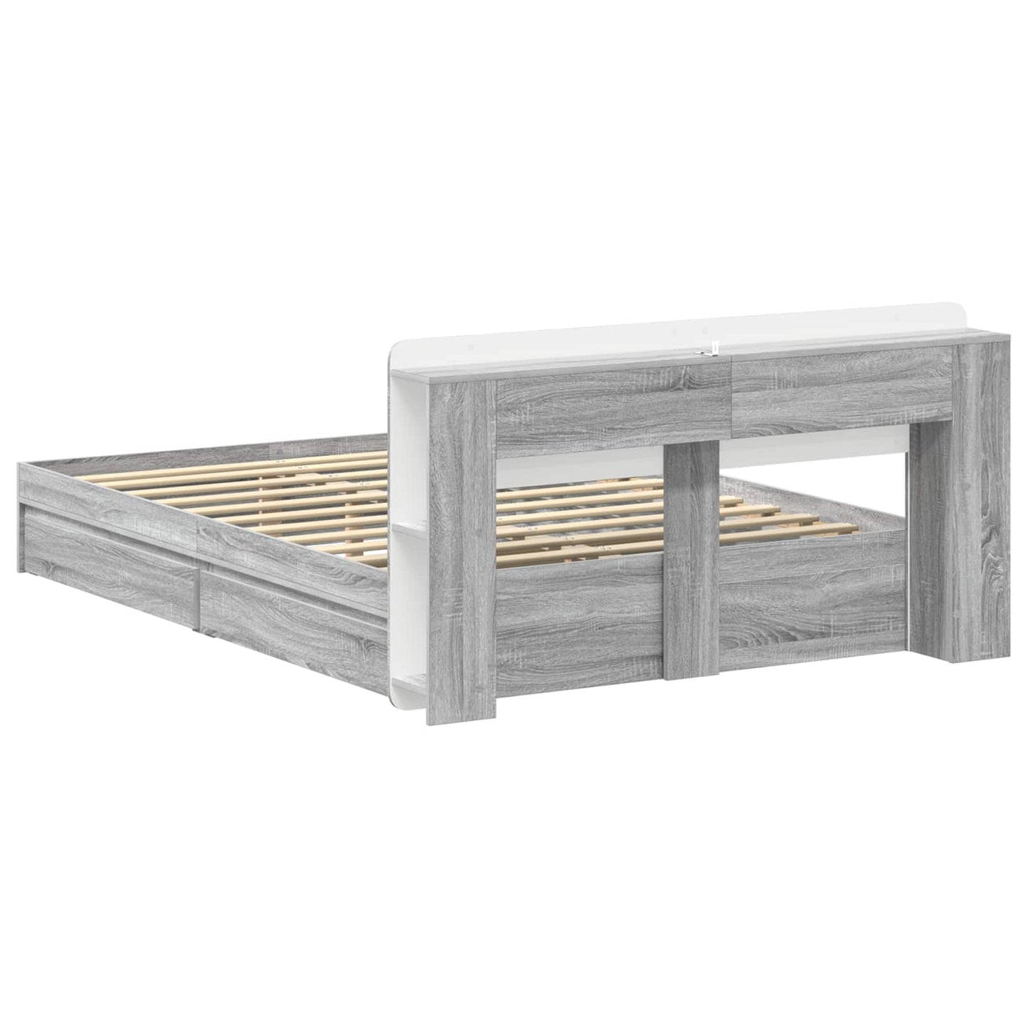 Bed Frame with Storage Grey Sonoma 150 x 200 cm Engineered Wood