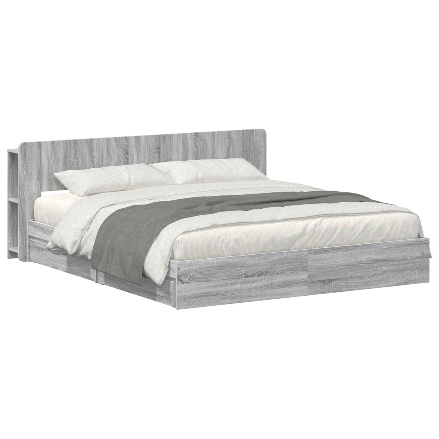 Bed Frame with Storage Grey Sonoma 180 x 200 cm Engineered Wood