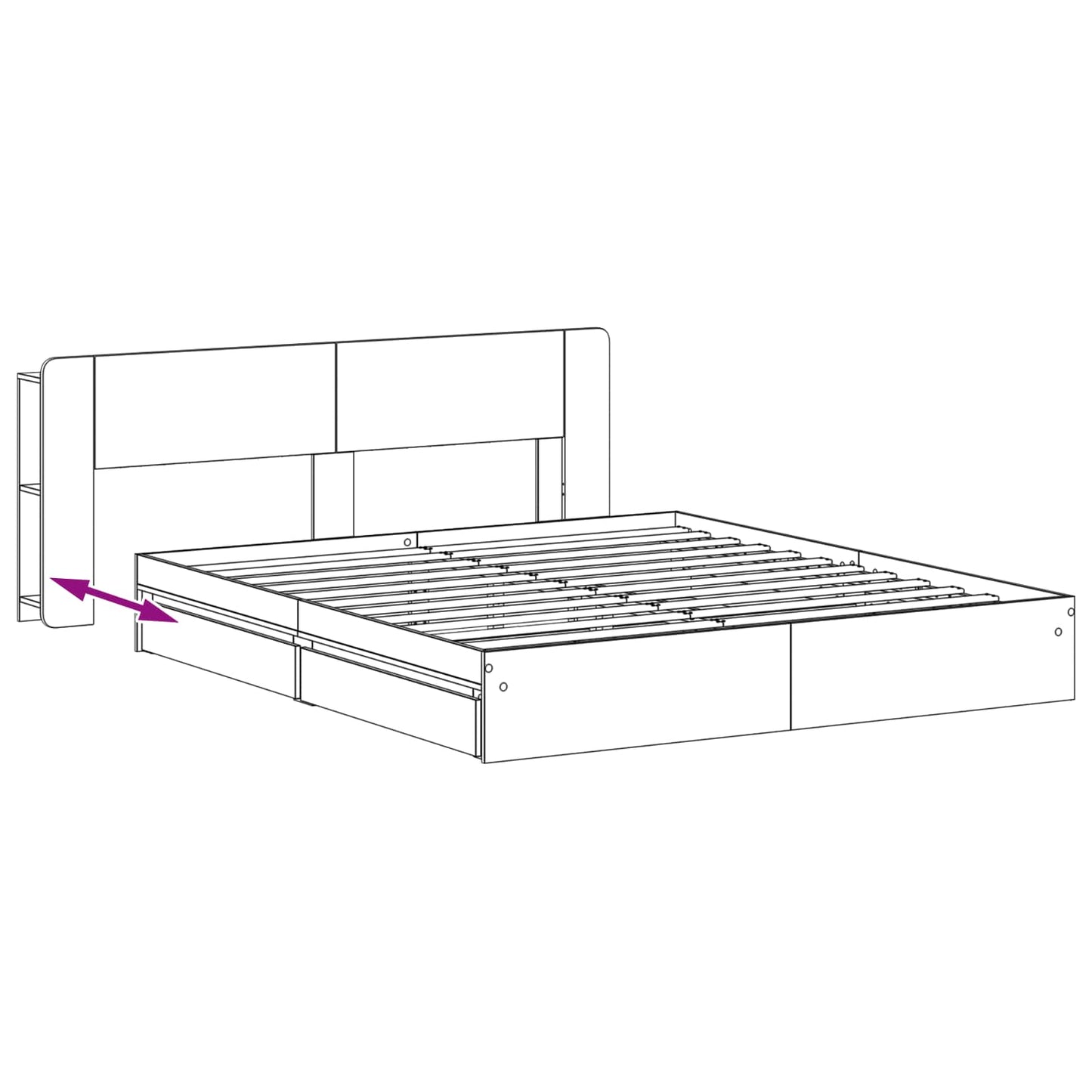 Bed Frame with Storage Grey Sonoma 180 x 200 cm Engineered Wood