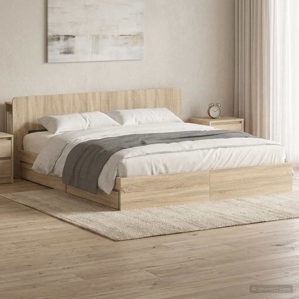 Bed Frame with Storage Sonoma Oak 180 x 200 cm Engineered Wood