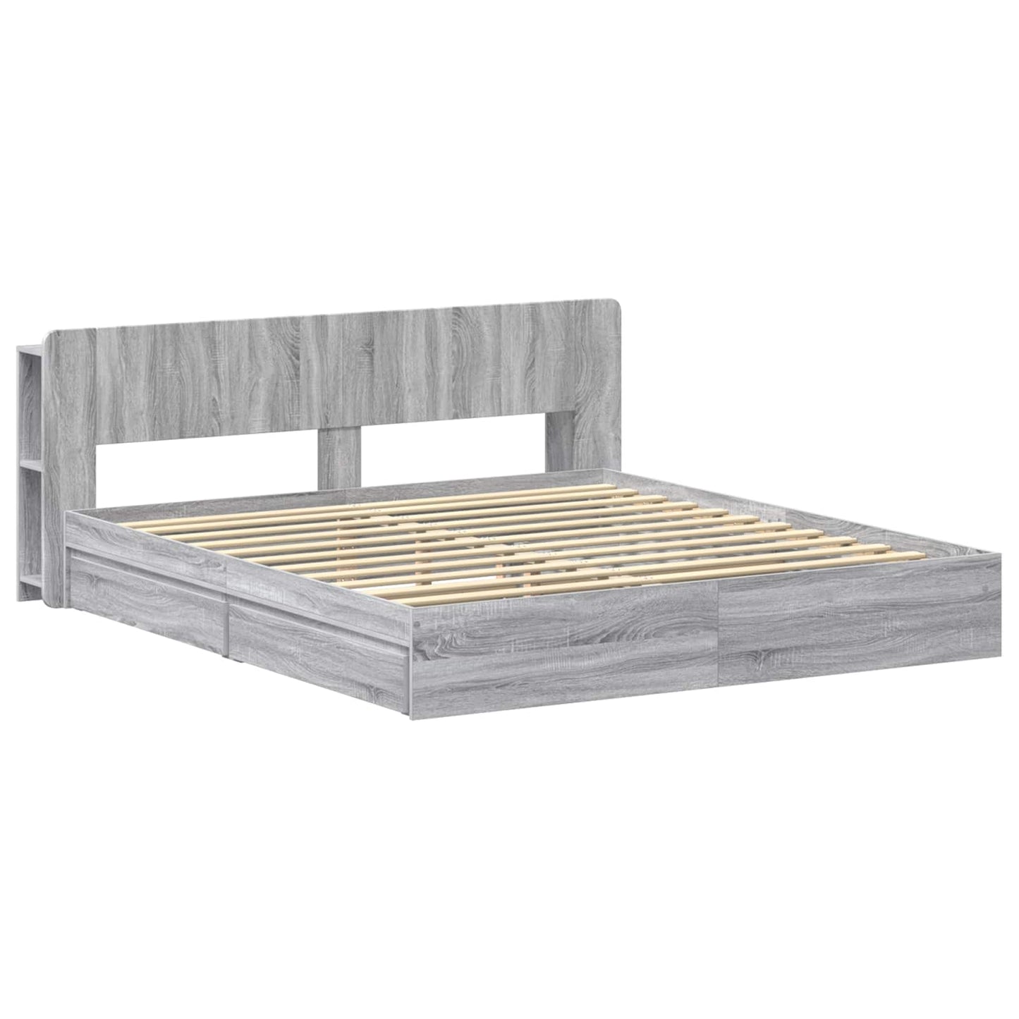 Bed Frame with Storage Grey Sonoma 200 x 200 cm Engineered Wood
