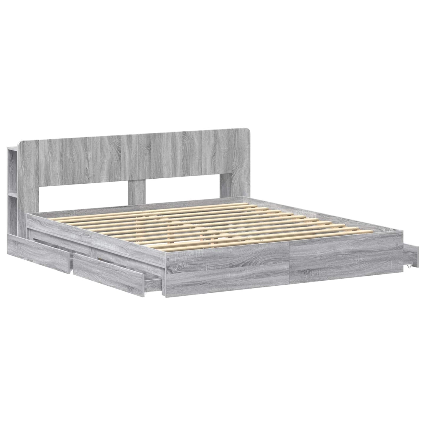 Bed Frame with Storage Grey Sonoma 200 x 200 cm Engineered Wood