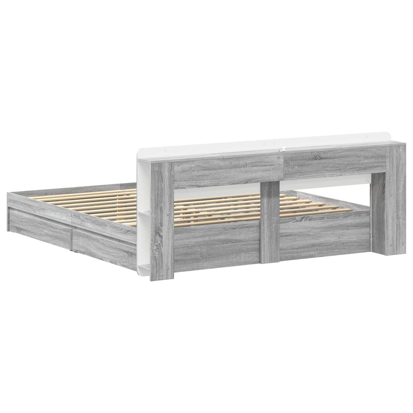 Bed Frame with Storage Grey Sonoma 200 x 200 cm Engineered Wood