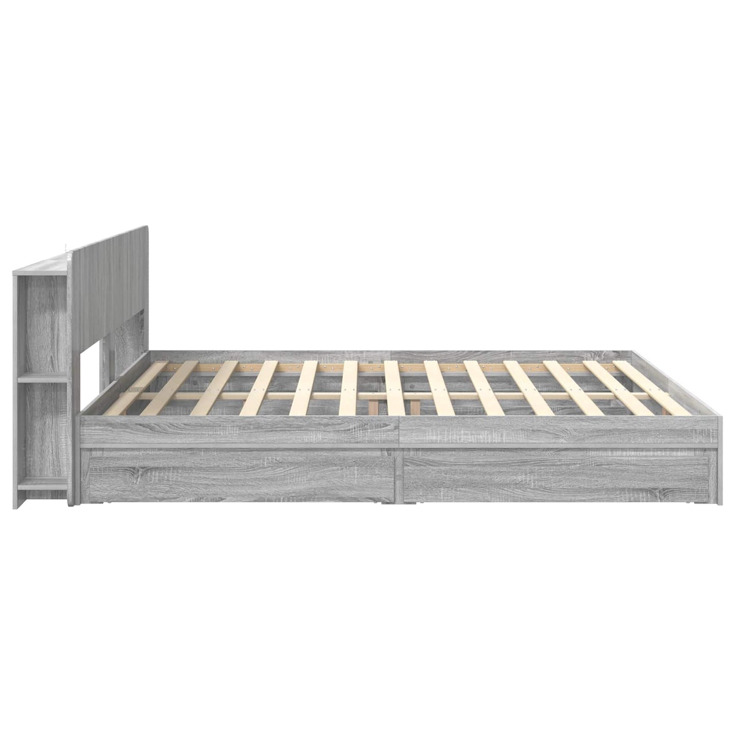 Bed Frame with Storage Grey Sonoma 200 x 200 cm Engineered Wood
