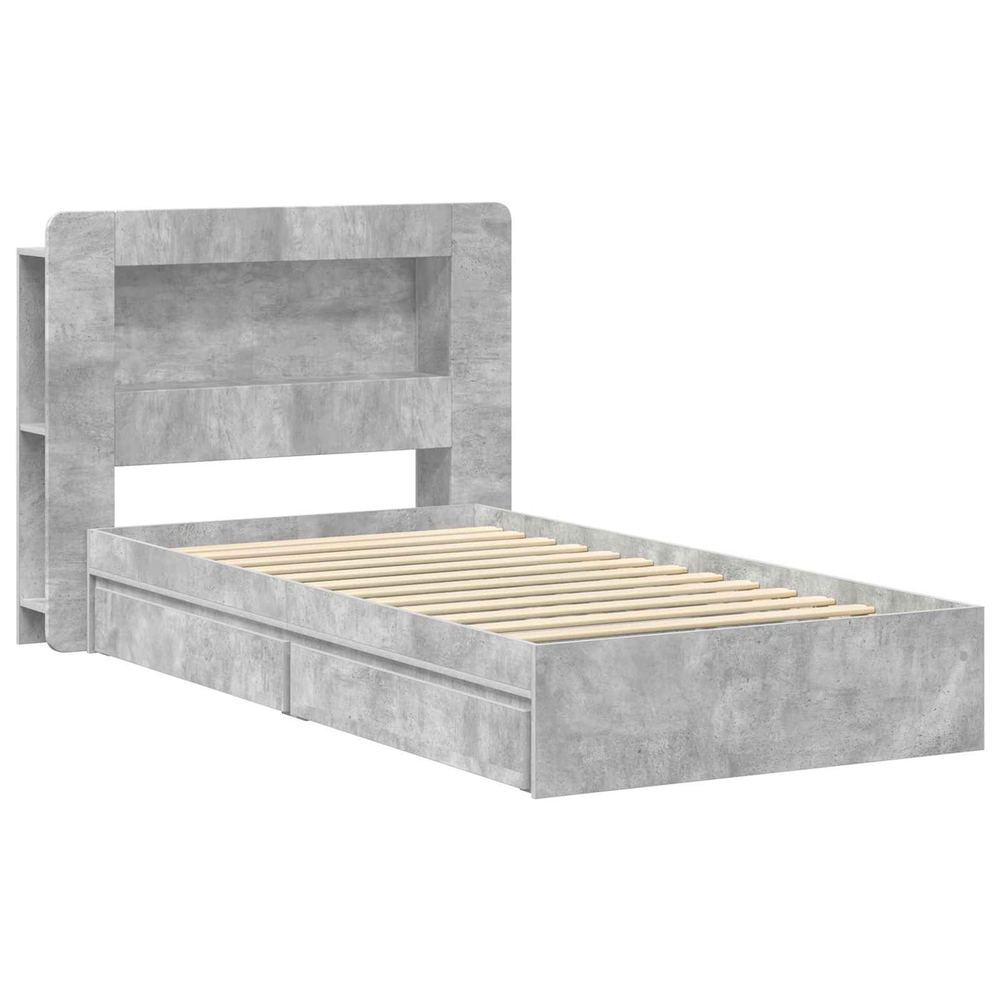 Bed Frame with Storage with Drawer Concrete Grey 75 x 190 cm