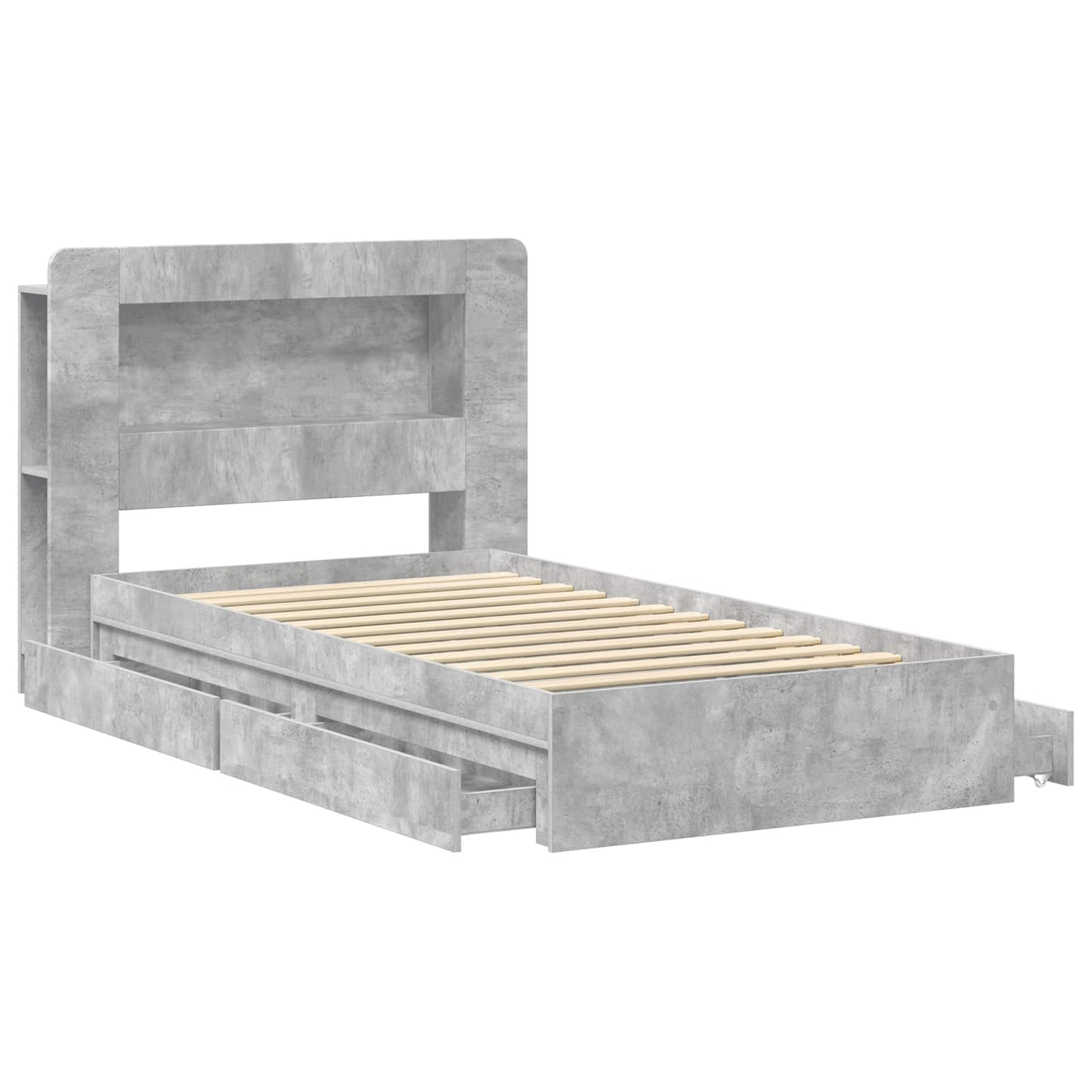 Bed Frame with Storage with Drawer Concrete Grey 75 x 190 cm